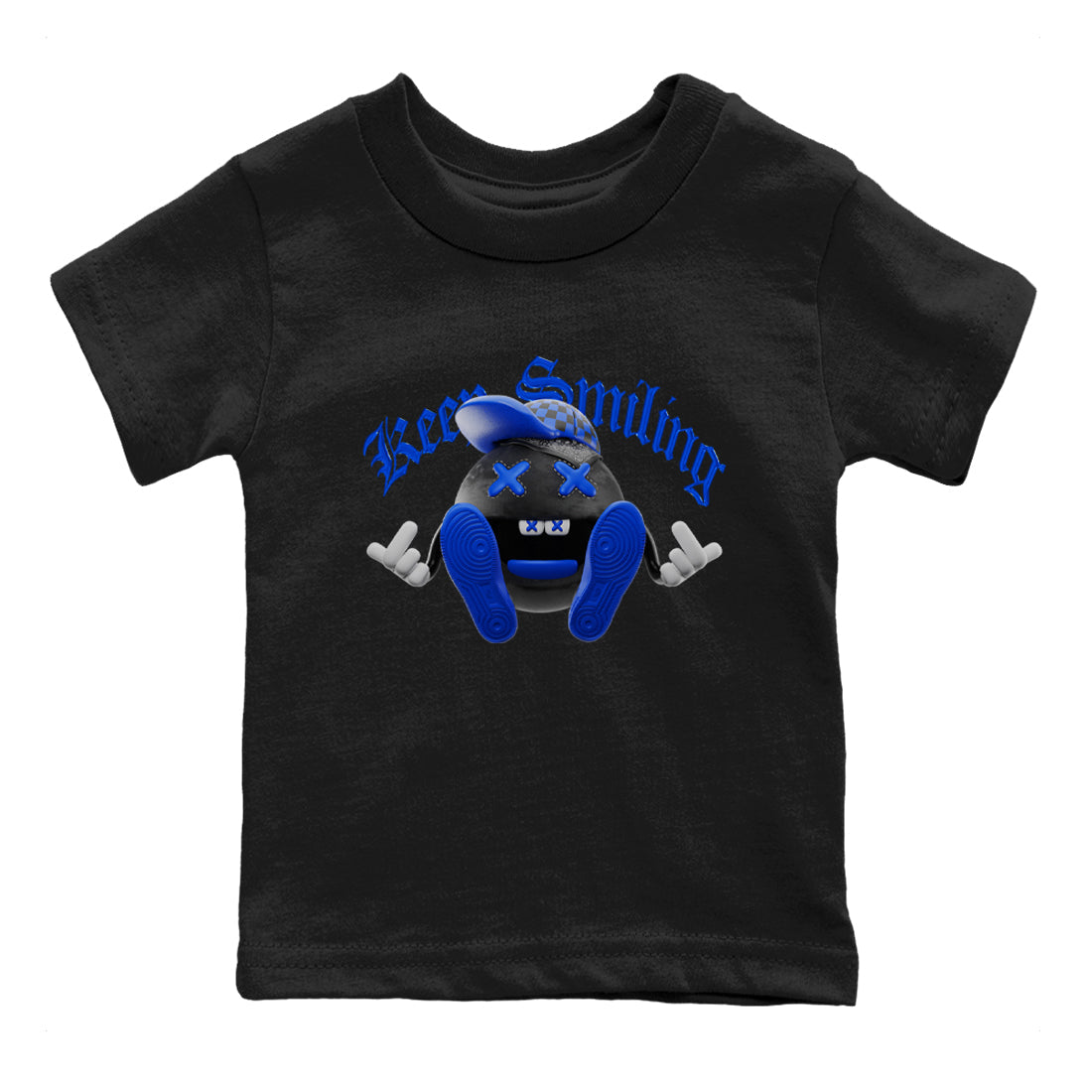 Air Jordan 1 Royal Reimagined shirt to match jordans Keep Smiling sneaker tees AJ1 OG HIGH Royal Reimagined Drip Gear Zone Kids Baby Toddler sneaker shirts Black 2 T-Shirt