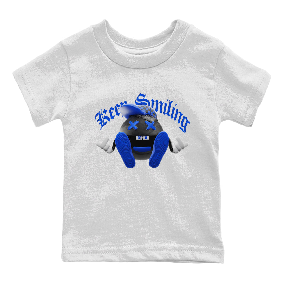 Air Jordan 1 Royal Reimagined shirt to match jordans Keep Smiling sneaker tees AJ1 OG HIGH Royal Reimagined Drip Gear Zone Kids Baby Toddler sneaker shirts White 2 T-Shirt