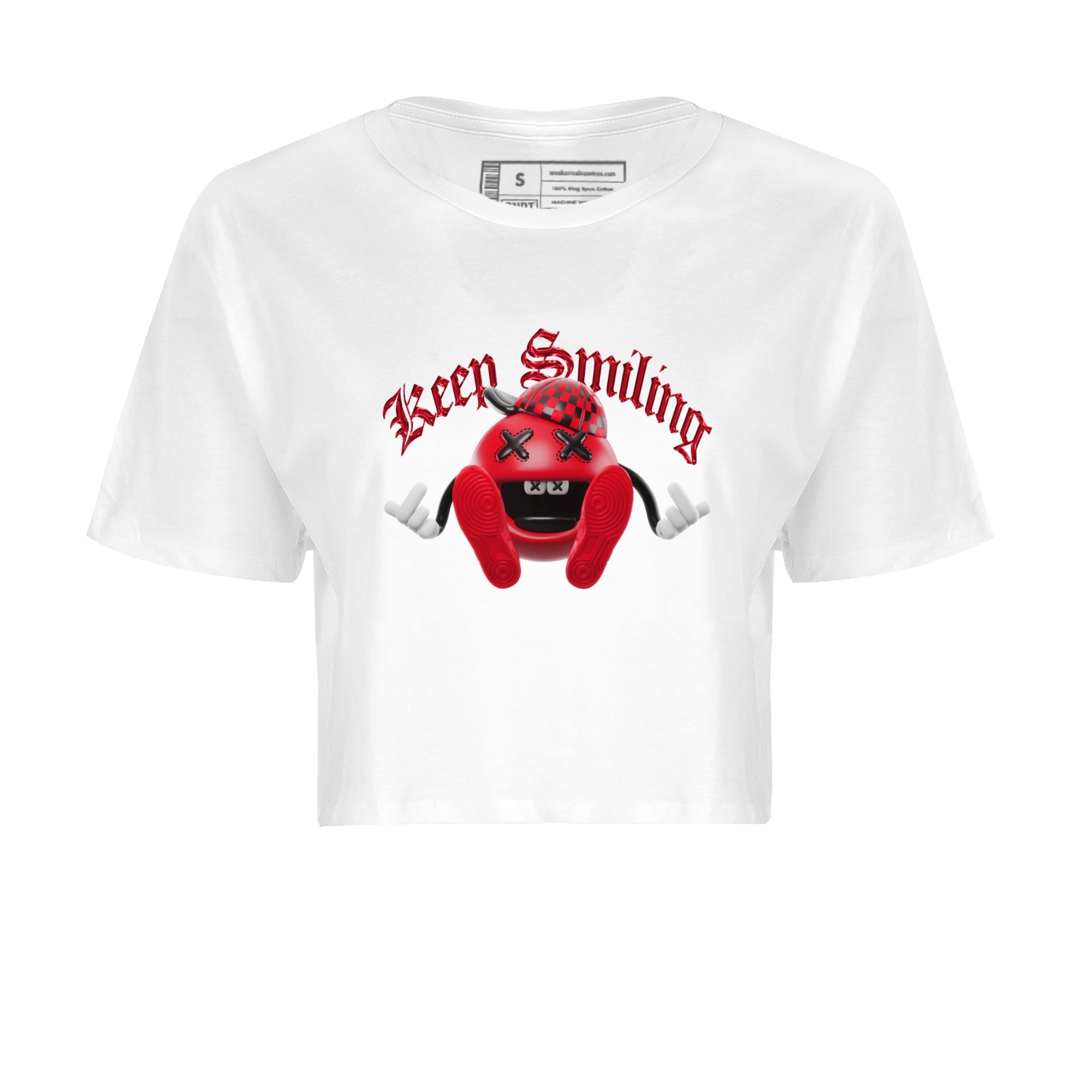 Air Jordan 1 Satin Bred Sneaker Match Tees Keep Smiling Sneaker Tees AJ1 Satin Bred Sneaker Release Tees Women's Shirts White 2