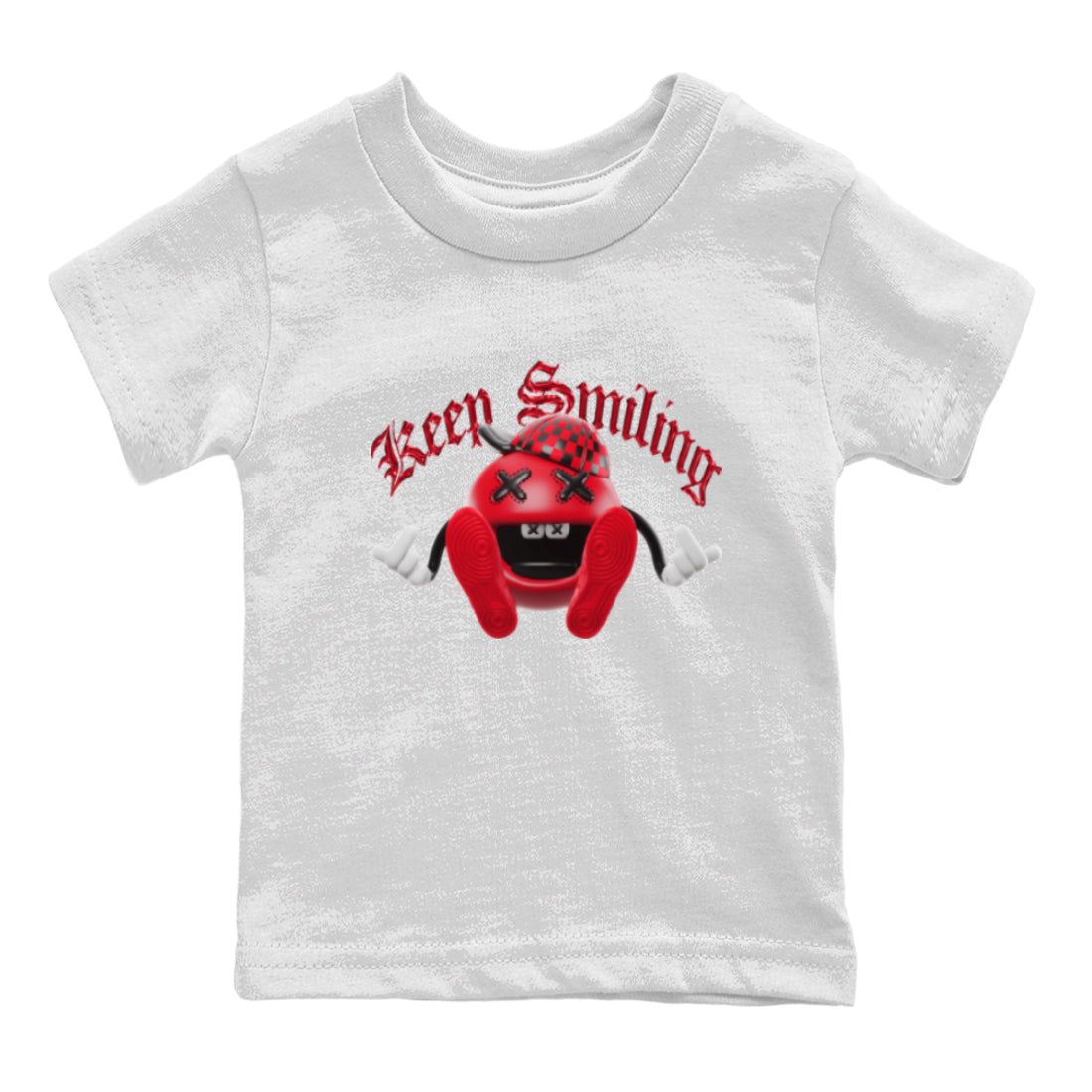 Air Jordan 1 Satin Bred Sneaker Match Tees Keep Smiling Sneaker Tees AJ1 Satin Bred Sneaker Release Tees Kids Shirts White 2