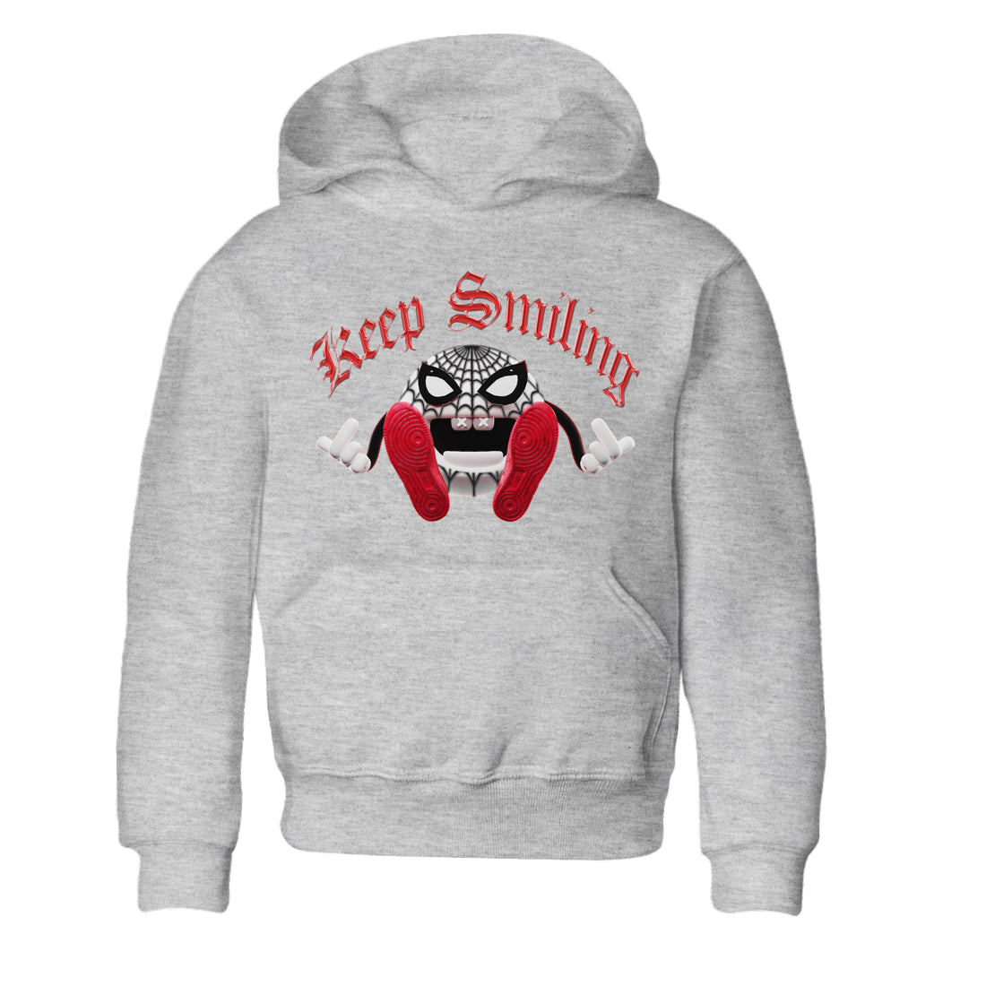 Air Jordan 1 Spider Man Sneaker Tees Drip Gear Zone Keep Smiling Sneaker Tees AJ1 Spider Man Shirt Kids Shirts Heather Grey 2