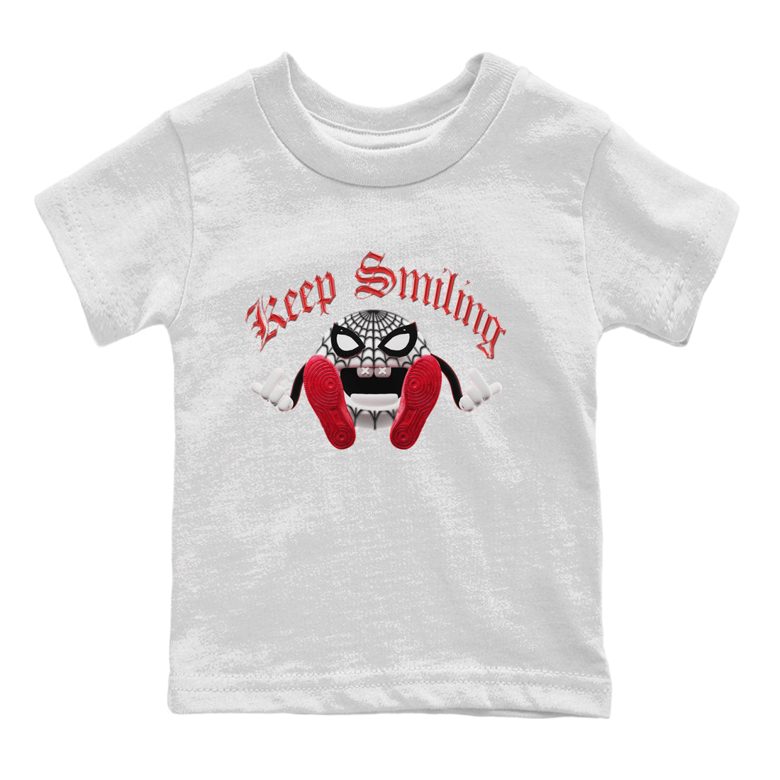 Air Jordan 1 Spider Man Sneaker Tees Drip Gear Zone Keep Smiling Sneaker Tees AJ1 Spider Man Shirt Kids Shirts White 2