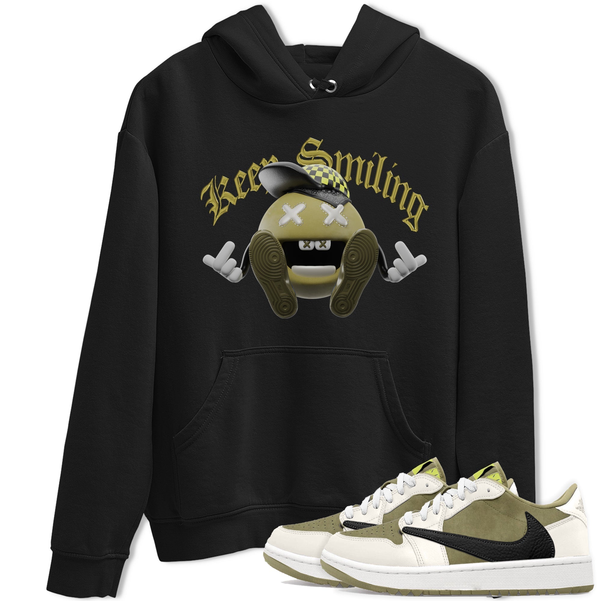 Air Jordan 1 Travis Scott Golf shirt to match jordans Keep Smiling Streetwear Sneaker Shirt AJ1 lowTravis Scott Golf Drip Gear Zone Sneaker Matching Clothing Unisex Black 1 T-Shirt