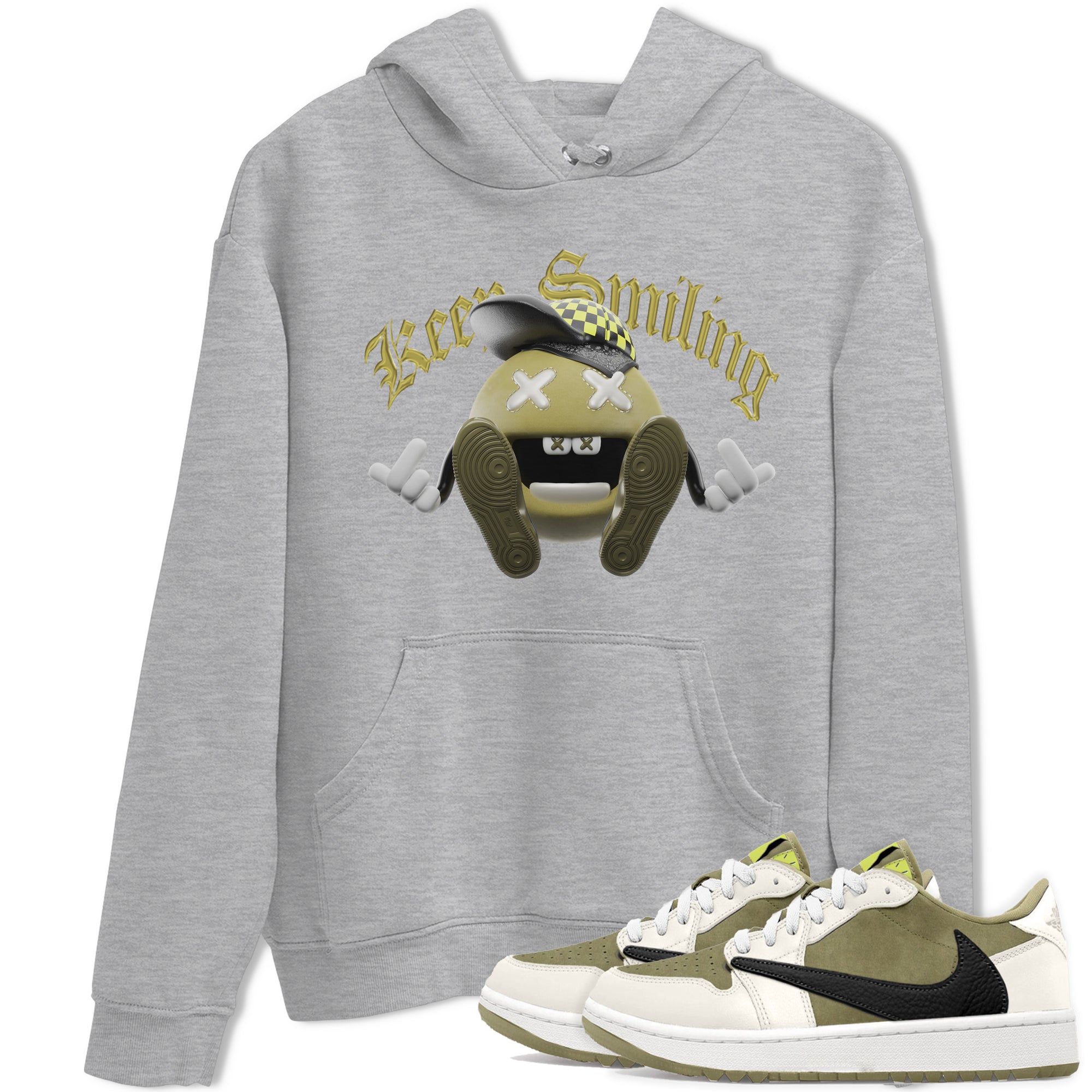 Air Jordan 1 Travis Scott Golf shirt to match jordans Keep Smiling Streetwear Sneaker Shirt AJ1 lowTravis Scott Golf Drip Gear Zone Sneaker Matching Clothing Unisex Heather Grey 1 T-Shirt