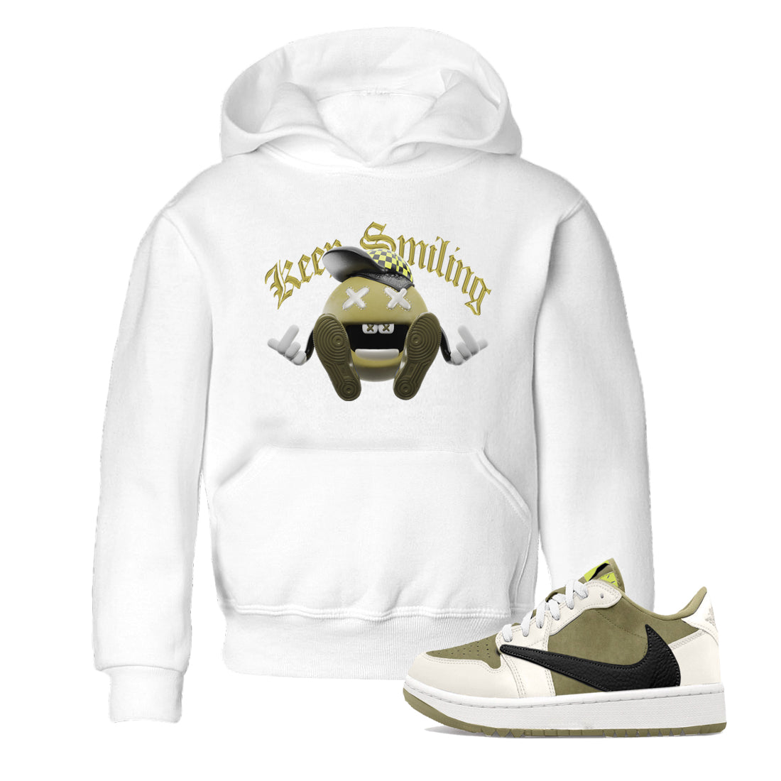 Air Jordan 1 Travis Scott Golf shirt to match jordans Keep Smiling Streetwear Sneaker Shirt AJ1 lowTravis Scott Golf Drip Gear Zone Sneaker Matching Clothing Baby Toddler White 1 T-Shirt