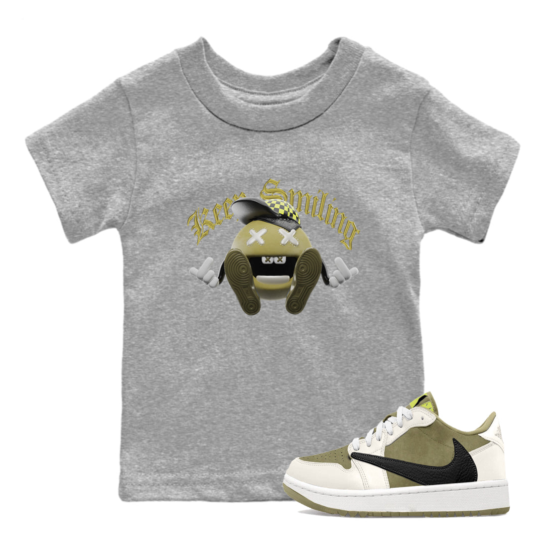 Air Jordan 1 Travis Scott Golf shirt to match jordans Keep Smiling Streetwear Sneaker Shirt AJ1 lowTravis Scott Golf Drip Gear Zone Sneaker Matching Clothing Baby Toddler Heather Grey 1 T-Shirt