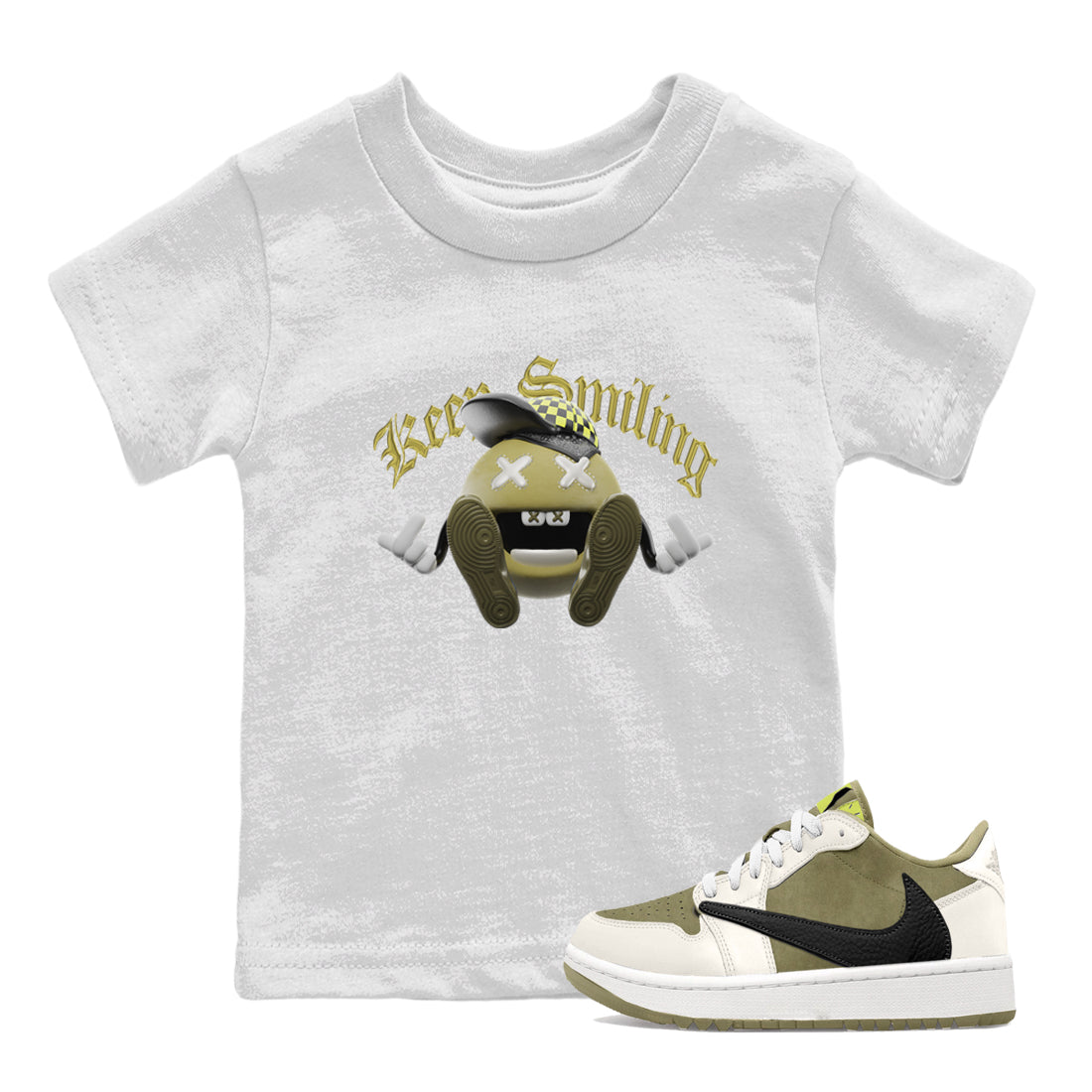 Air Jordan 1 Travis Scott Golf shirt to match jordans Keep Smiling Streetwear Sneaker Shirt AJ1 lowTravis Scott Golf Drip Gear Zone Sneaker Matching Clothing Baby Toddler White 1 T-Shirt