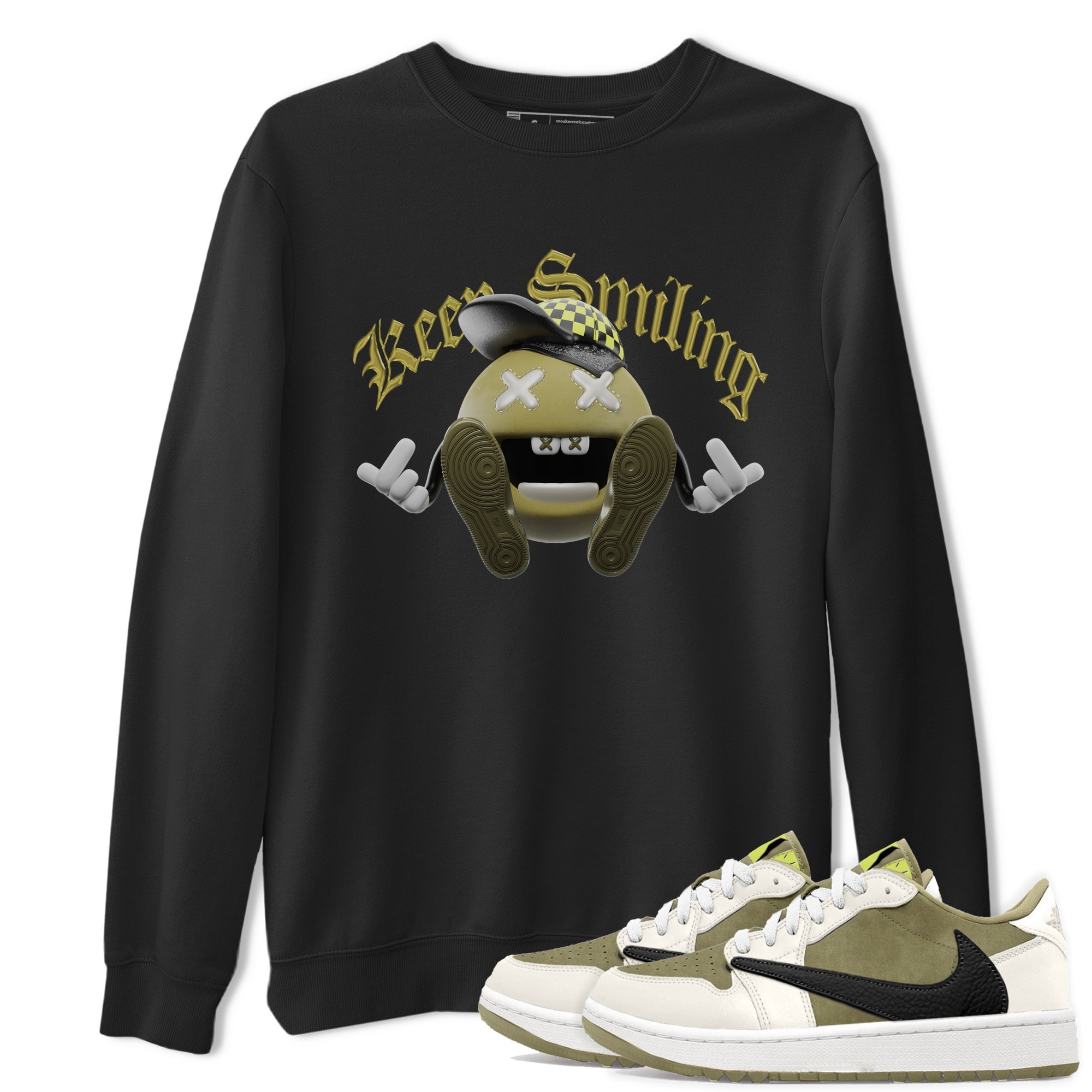 Air Jordan 1 Travis Scott Golf shirt to match jordans Keep Smiling Streetwear Sneaker Shirt AJ1 lowTravis Scott Golf Drip Gear Zone Sneaker Matching Clothing Unisex Black 1 T-Shirt