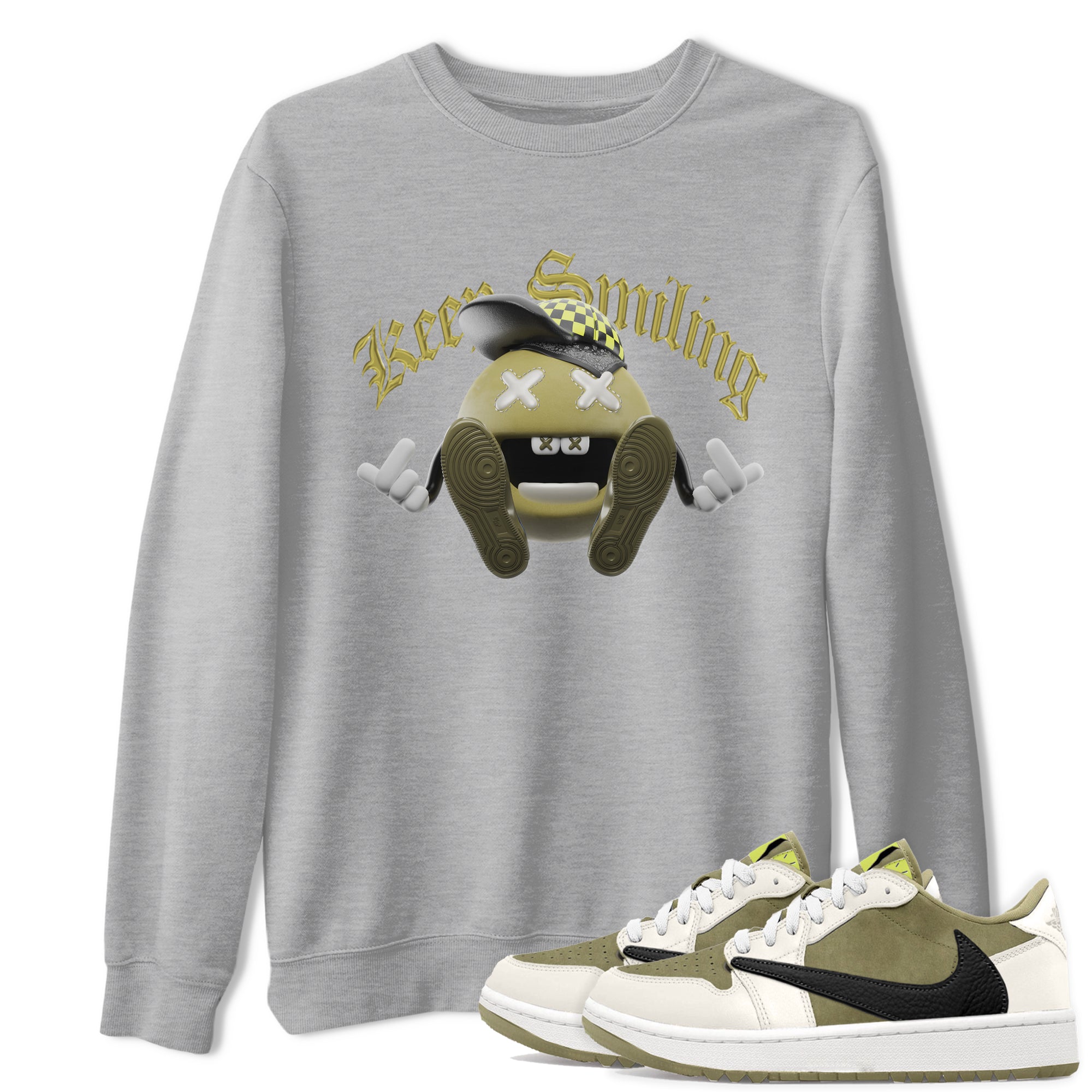 Air Jordan 1 Travis Scott Golf shirt to match jordans Keep Smiling Streetwear Sneaker Shirt AJ1 lowTravis Scott Golf Drip Gear Zone Sneaker Matching Clothing Unisex Heather Grey 1 T-Shirt