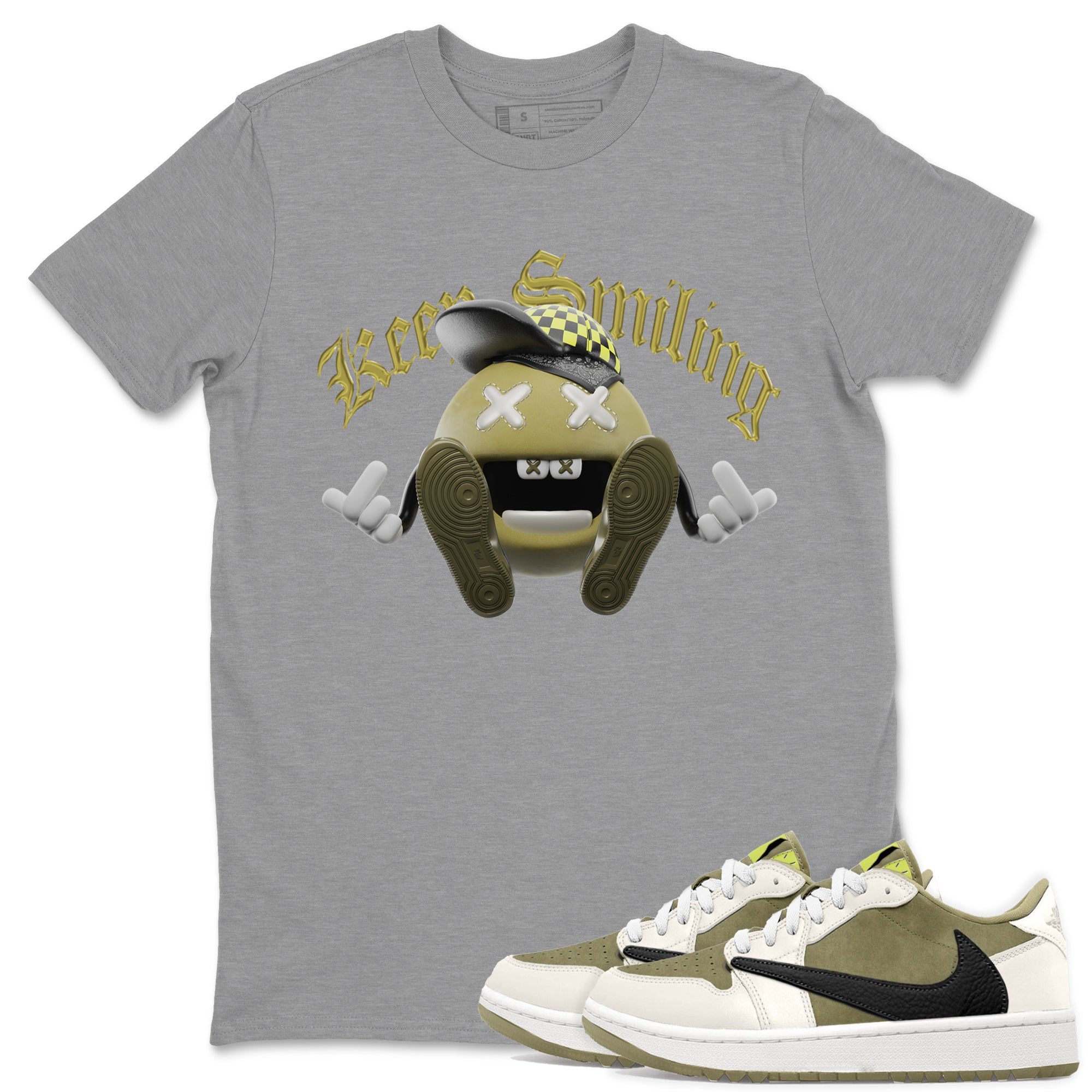 Air Jordan 1 Travis Scott Golf shirt to match jordans Keep Smiling Streetwear Sneaker Shirt AJ1 lowTravis Scott Golf Drip Gear Zone Sneaker Matching Clothing Unisex Heather Grey 1 T-Shirt