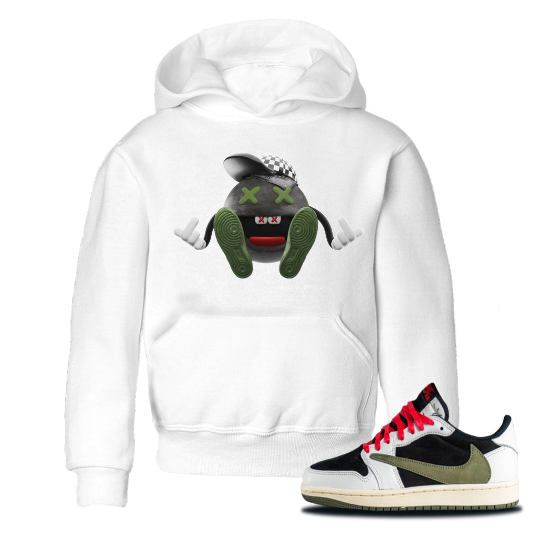 Air Jordan 1 Travis Scott Olive Sneaker Tees Drip Gear Zone Keep Smiling Sneaker Tees AJ1 OG Travis Scott Olive Shirt Kids Shirts White 1