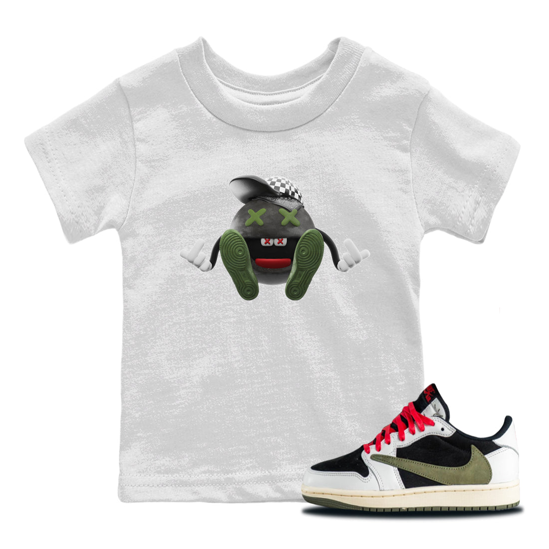 Air Jordan 1 Travis Scott Olive Sneaker Tees Drip Gear Zone Keep Smiling Sneaker Tees AJ1 OG Travis Scott Olive Shirt Kids Shirts White 1
