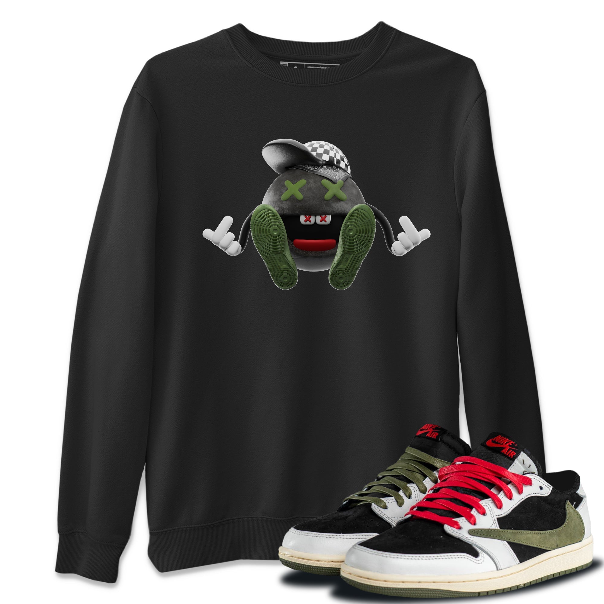 Air Jordan 1 Travis Scott Olive Keep Smiling Crew Neck Sneaker Tees AJ1 OG Travis Scott Olive Sneaker T-Shirts Washing and Care Tip