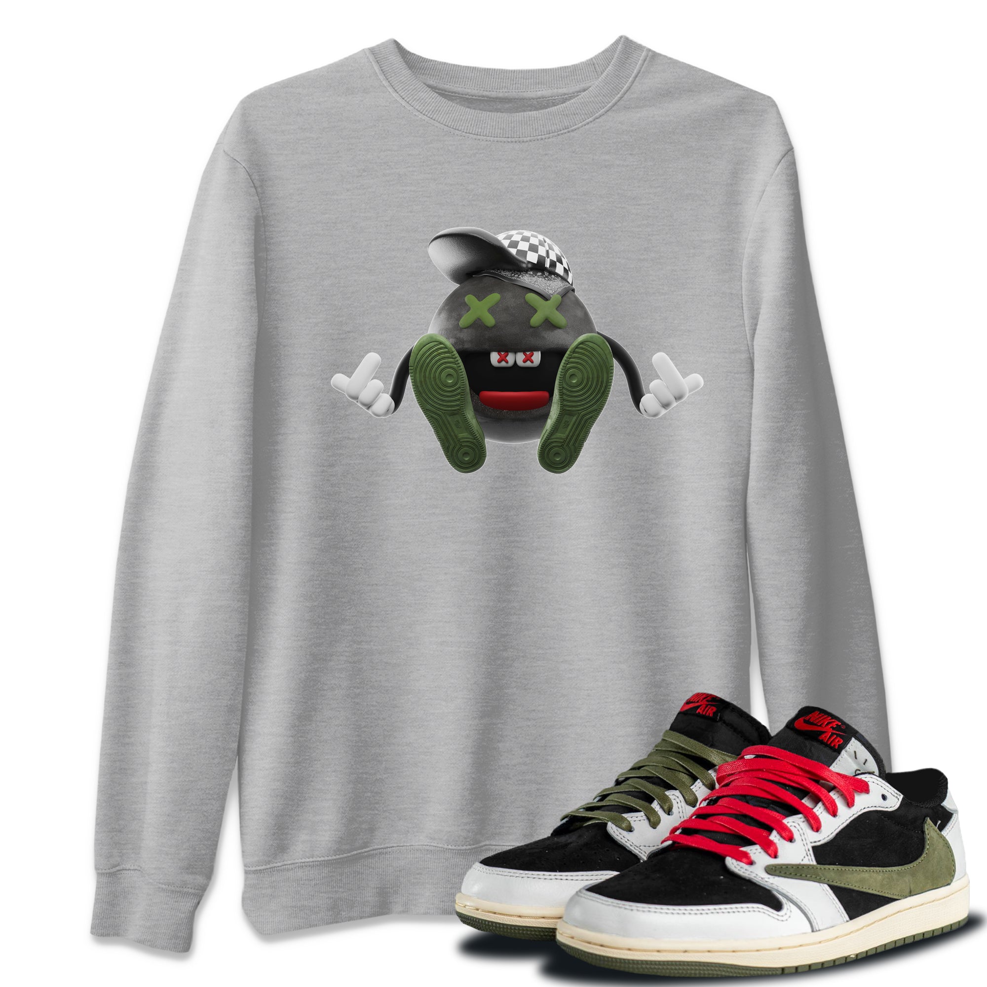 Air Jordan 1 Travis Scott Olive Sneaker Tees Drip Gear Zone Keep Smiling Sneaker Tees AJ1 OG Travis Scott Olive Shirt Unisex Shirts Heather Grey 1