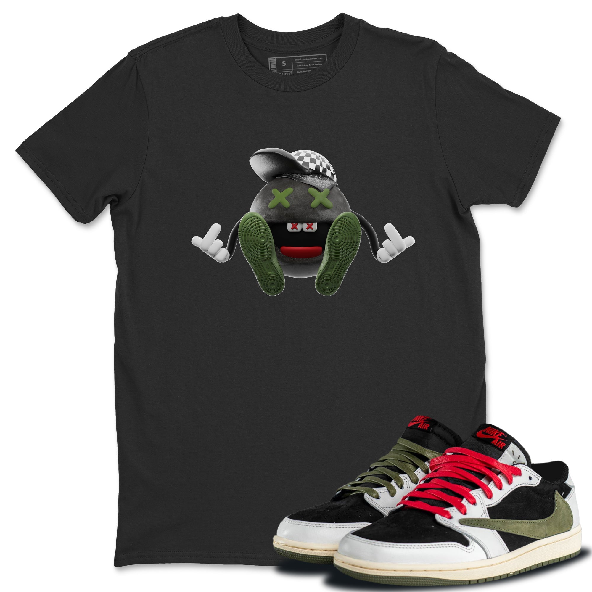 Air Jordan 1 Travis Scott Olive Sneaker Tees Drip Gear Zone Keep Smiling Sneaker Tees AJ1 OG Travis Scott Olive Shirt Unisex Shirts White 1