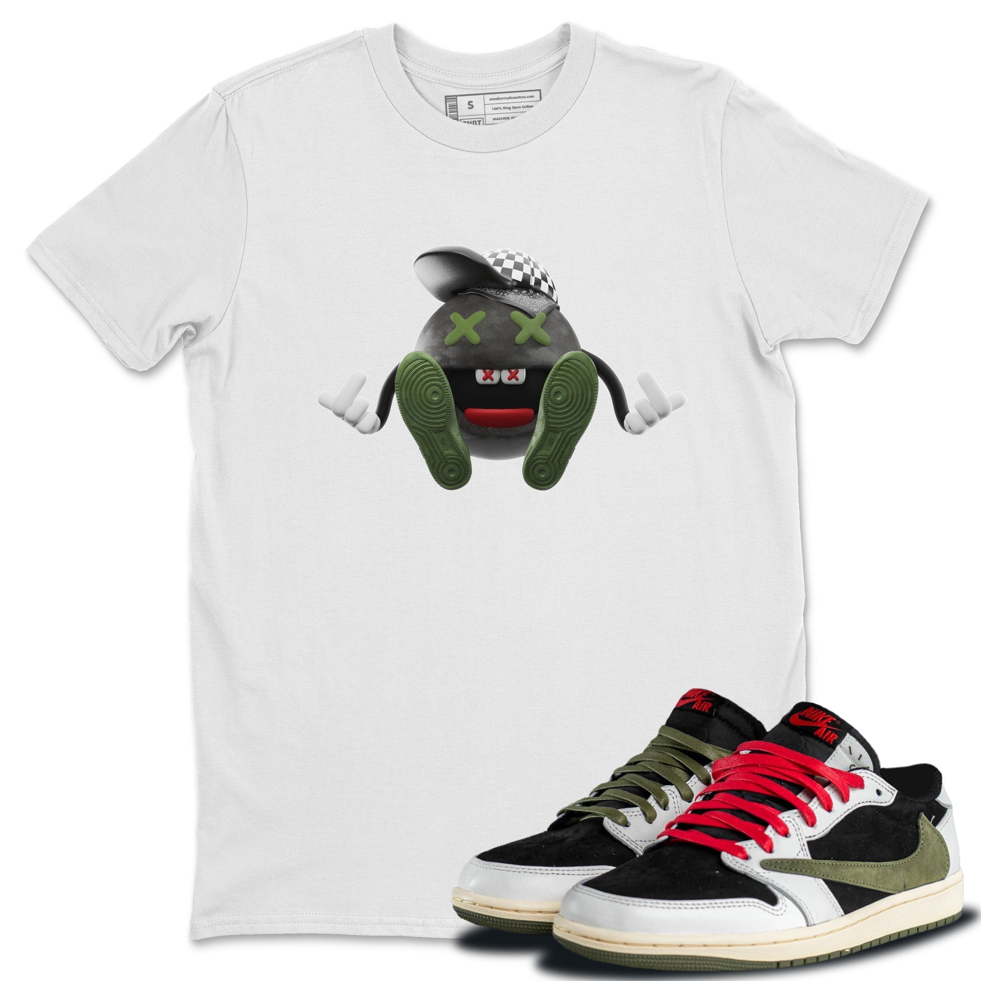 Air Jordan 1 Travis Scott Olive Sneaker Tees Drip Gear Zone Keep Smiling Sneaker Tees AJ1 OG Travis Scott Olive Shirt Unisex Shirts White 1