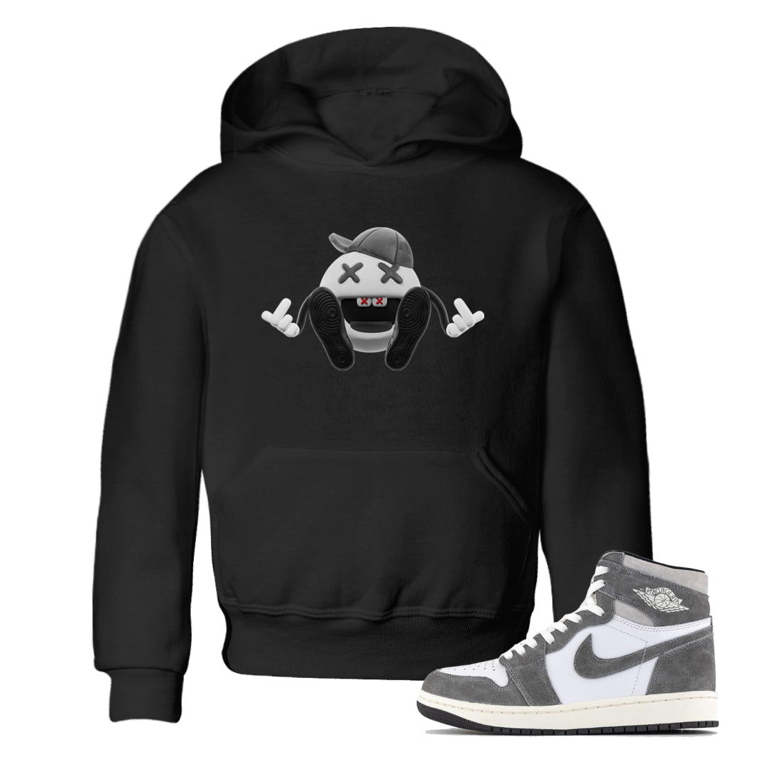Air Jordan 1 Washed Heritage Sneaker Match Tees Keep Smiling Shirts AJ1 Washed Heritage Drip Gear Zone Kids Shirts Black 1