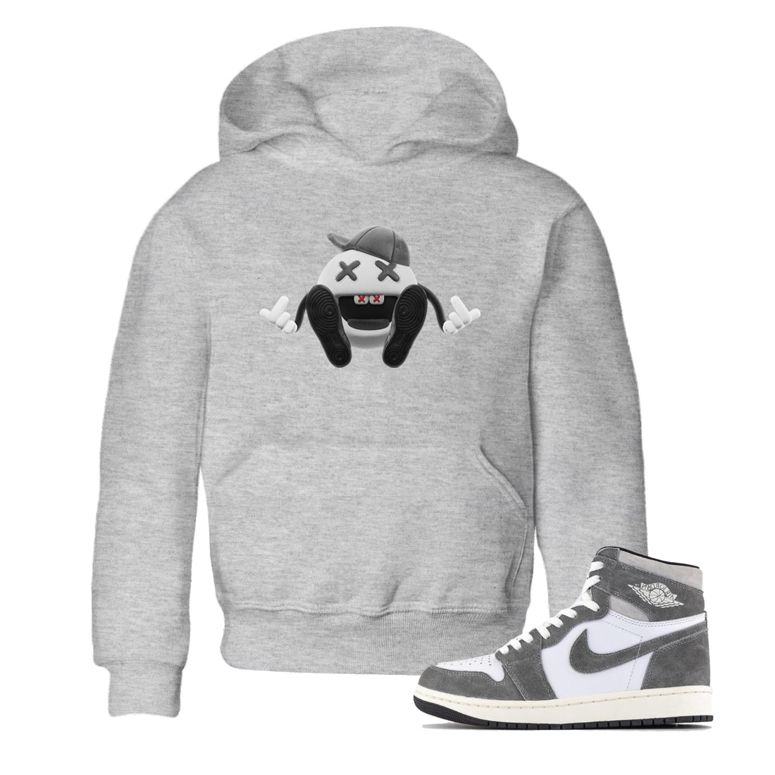 Air Jordan 1 Washed Heritage Sneaker Match Tees Keep Smiling Shirts AJ1 Washed Heritage Drip Gear Zone Kids Shirts Heather Grey 1