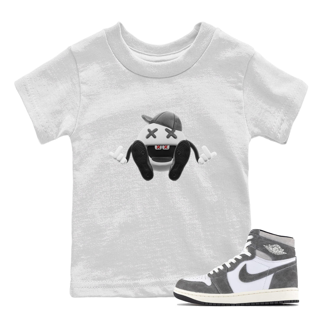 Air Jordan 1 Washed Heritage Sneaker Match Tees Keep Smiling Shirts AJ1 Washed Heritage Drip Gear Zone Kids Shirts White 1