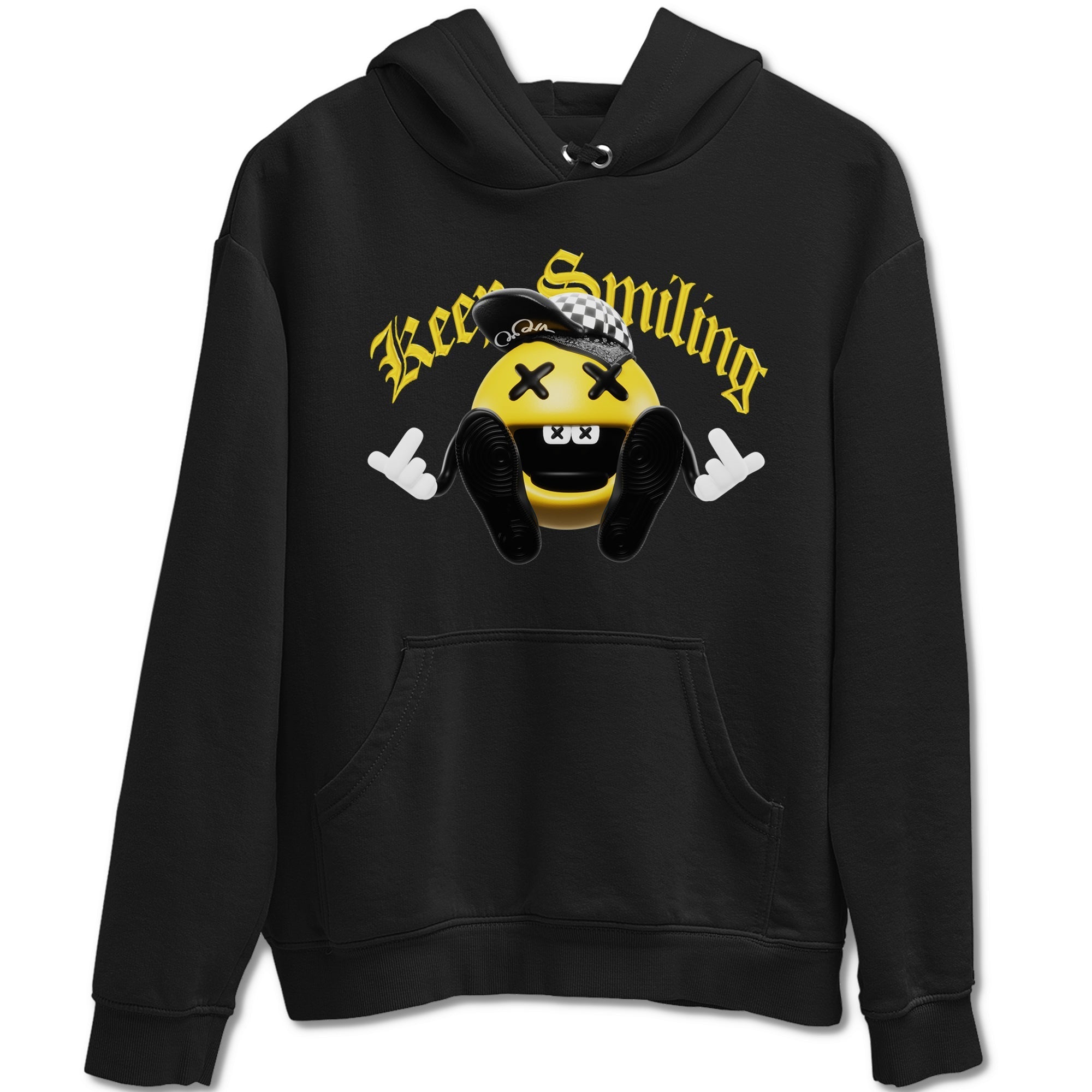 1s Yellow Ochre shirt to match jordans Keep Smiling sneaker tees streetwear brand Air Jordan 1 Yellow Ochre Drip Gear Zone Brand unisex cotton Black 2 crew neck shirt