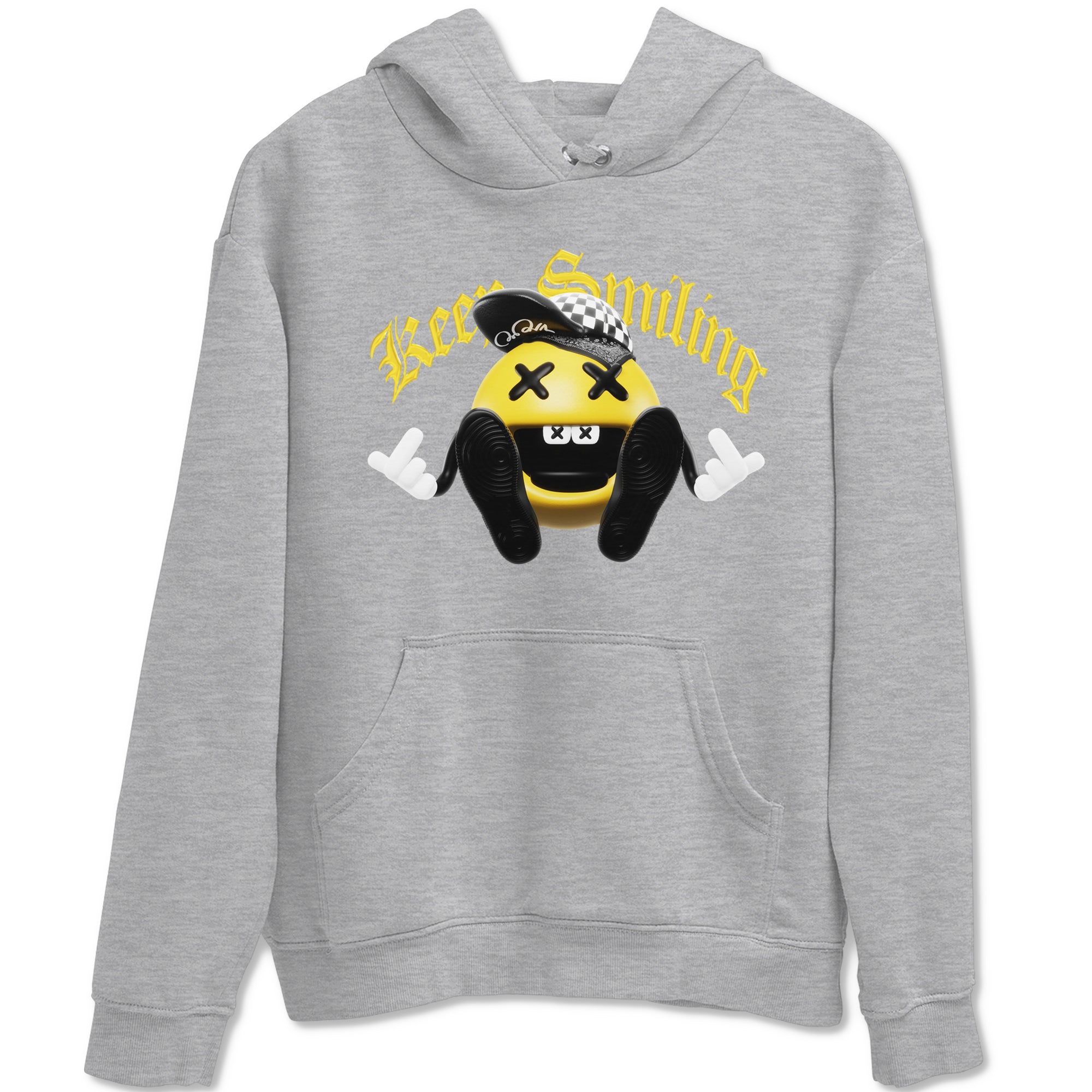 1s Yellow Ochre shirt to match jordans Keep Smiling sneaker tees streetwear brand Air Jordan 1 Yellow Ochre Drip Gear Zone Brand unisex cotton Heather Grey 2 crew neck shirt
