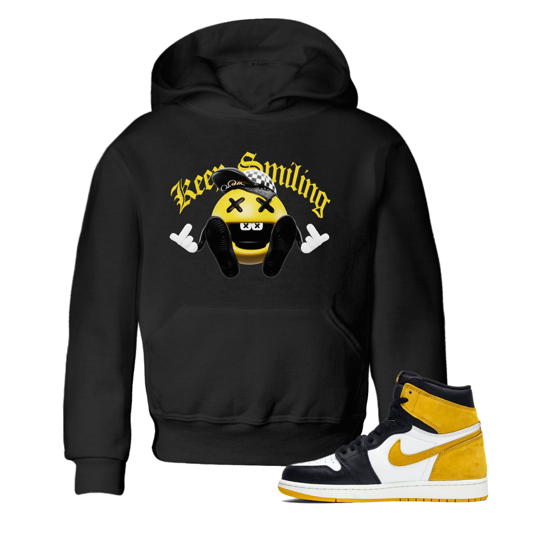 1s Yellow Ochre shirt to match jordans Keep Smiling sneaker tees streetwear brand Air Jordan 1 Yellow Ochre Drip Gear Zone Brand baby toddler Black 1 cotton Shirt
