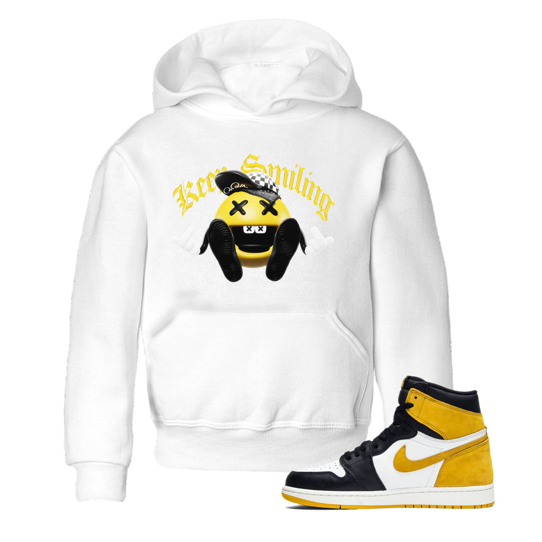 1s Yellow Ochre shirt to match jordans Keep Smiling sneaker tees streetwear brand Air Jordan 1 Yellow Ochre Drip Gear Zone Brand baby toddler White 1 cotton Shirt