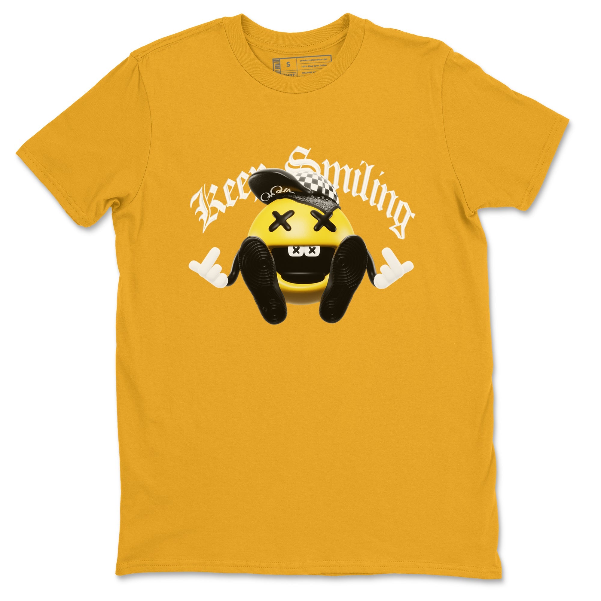 1s Yellow Ochre shirt to match jordans Keep Smiling sneaker tees streetwear brand Air Jordan 1 Yellow Ochre Drip Gear Zone Brand unisex cotton Gold 2 crew neck shirt