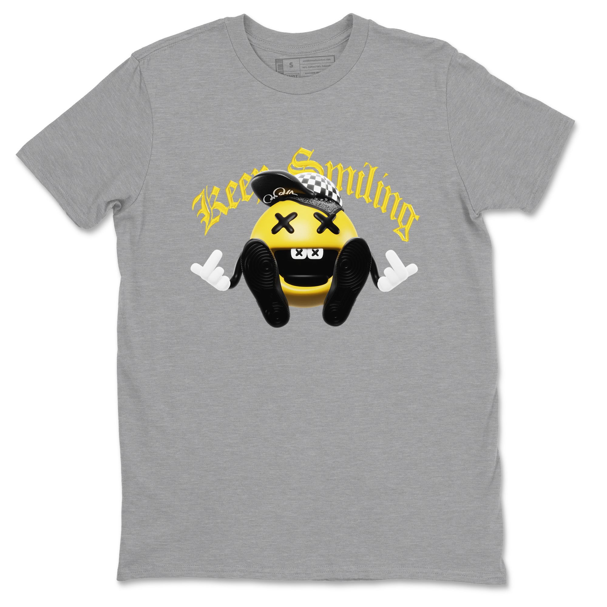 1s Yellow Ochre shirt to match jordans Keep Smiling sneaker tees streetwear brand Air Jordan 1 Yellow Ochre Drip Gear Zone Brand unisex cotton Heather Grey 2 crew neck shirt