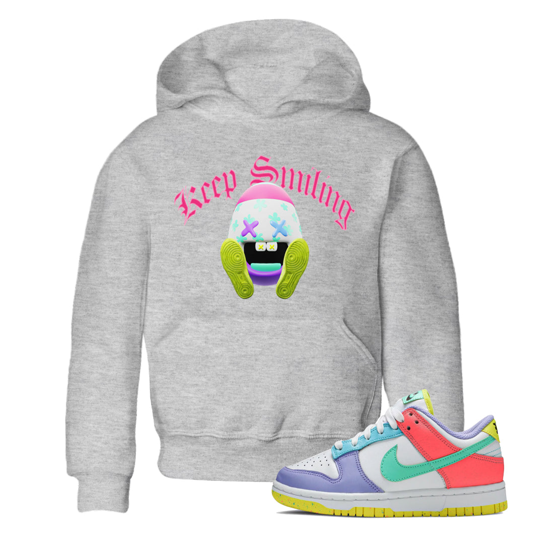 Dunk Easter Candy Sneaker Tees Drip Gear Zone Keep Smiling Sneaker Tees Nike Easter Shirt Kids Shirts Heather Grey 1