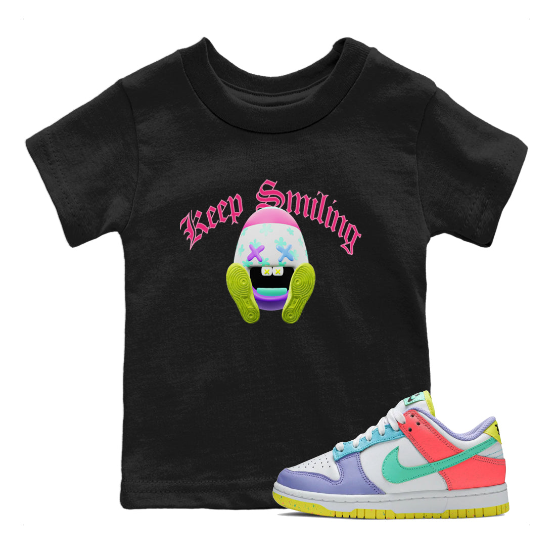 Dunk Easter Candy Sneaker Tees Drip Gear Zone Keep Smiling Sneaker Tees Nike Easter Shirt Kids Shirts Black 1