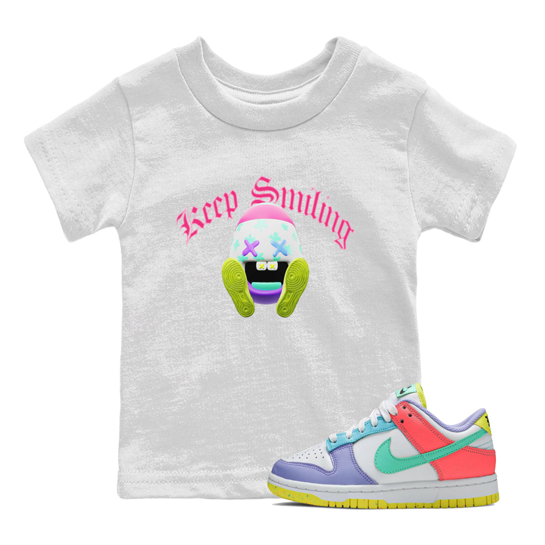 Dunk Easter Candy Sneaker Tees Drip Gear Zone Keep Smiling Sneaker Tees Nike Easter Shirt Kids Shirts White 1