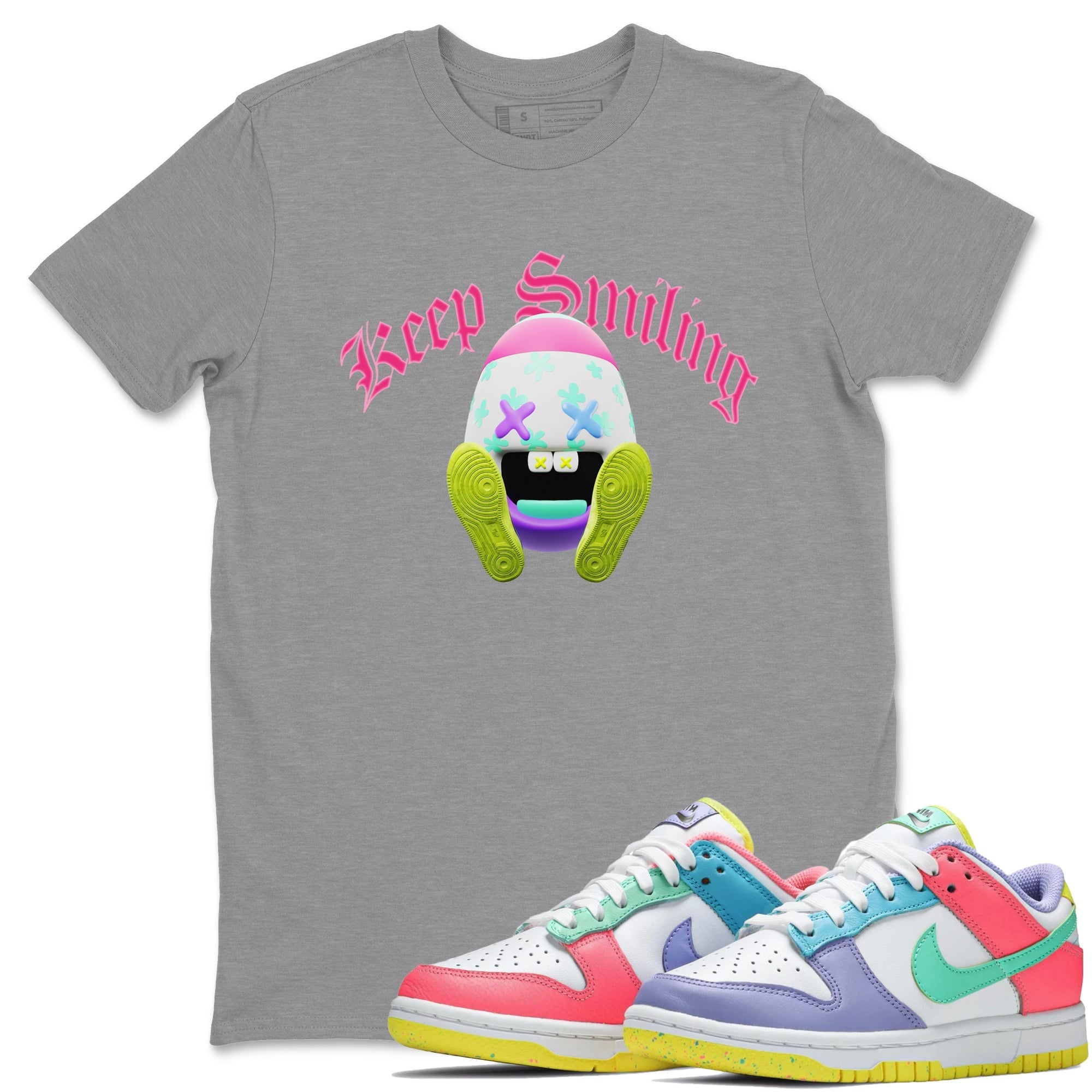 Dunk Easter Candy Sneaker Tees Drip Gear Zone Keep Smiling Sneaker Tees Nike Easter Shirt Unisex Shirts Heather Grey 1