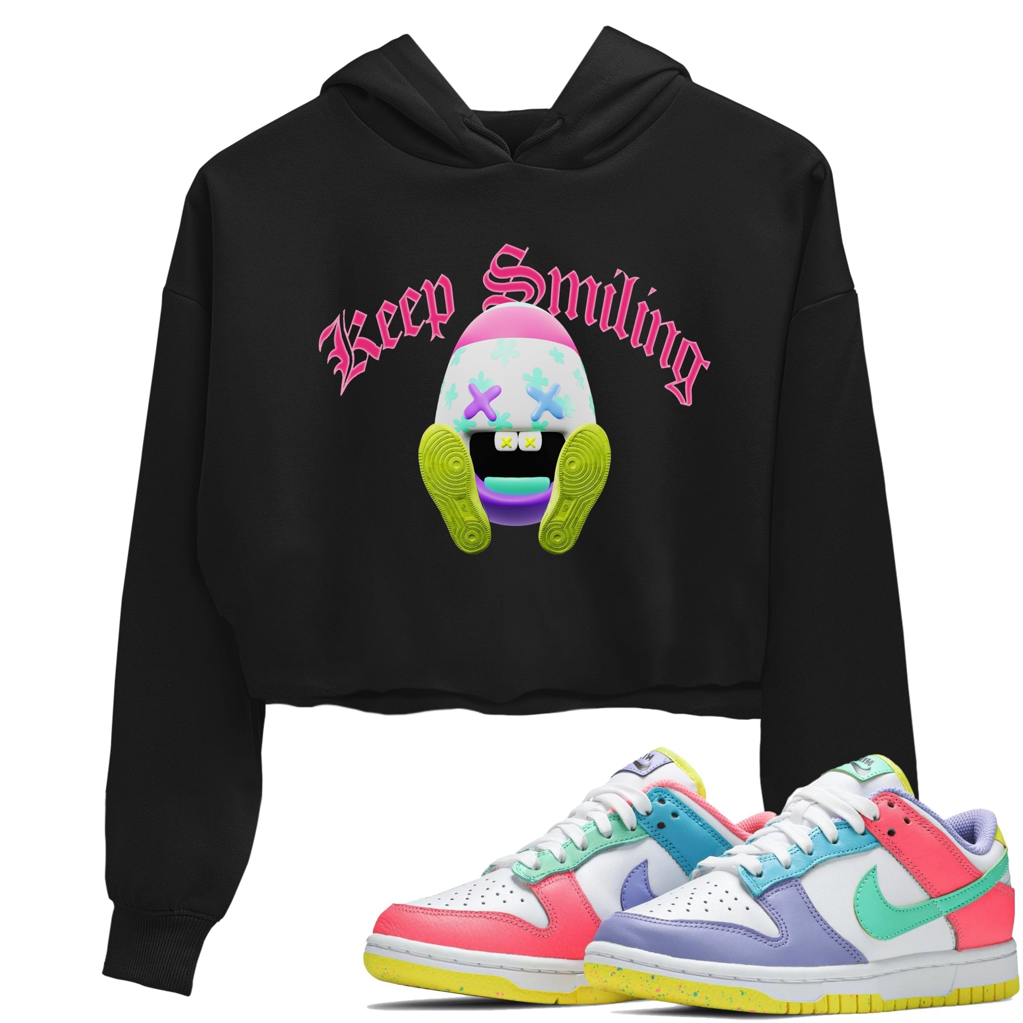 Dunk Easter Candy Sneaker Tees Drip Gear Zone Keep Smiling Sneaker Tees Nike Easter Shirt Women's Shirts Black 1