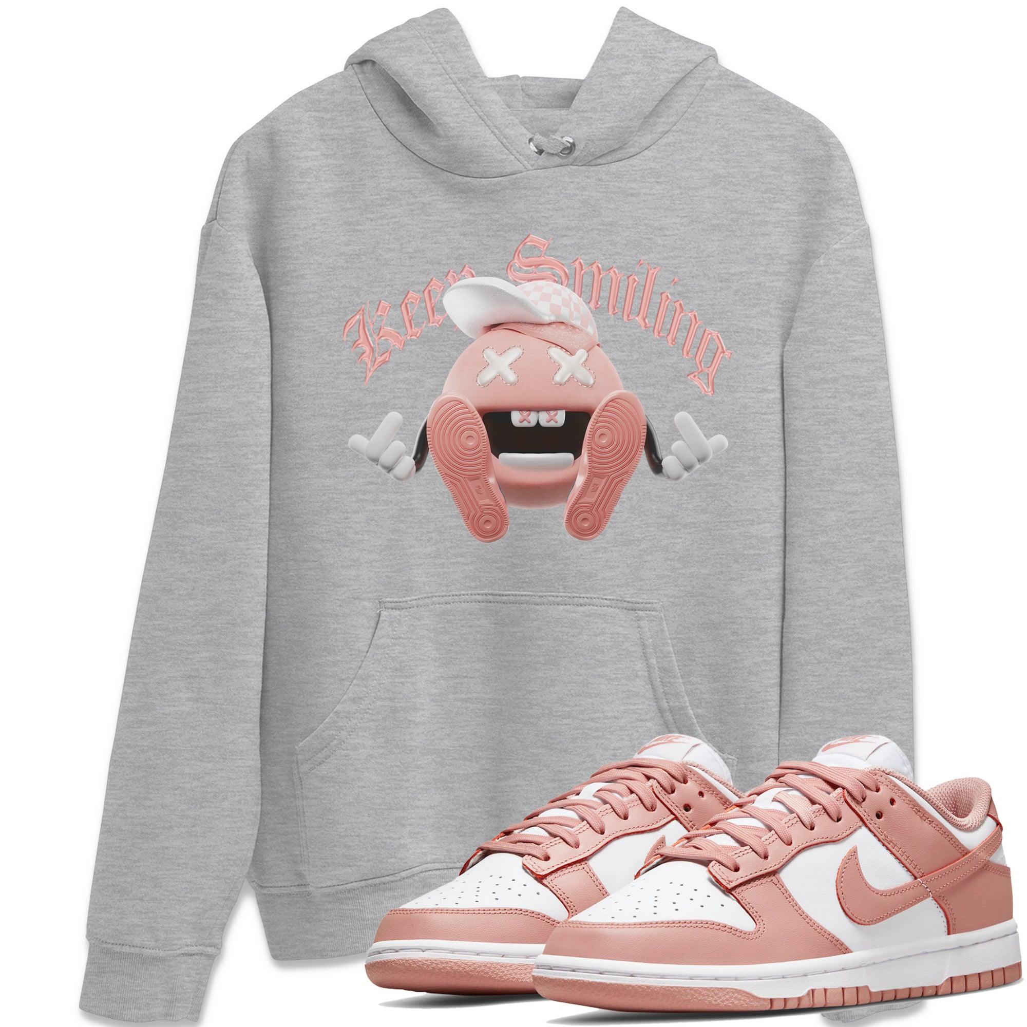 Dunk Rose Whisper shirt to match jordans Keep Smiling Streetwear Sneaker Shirt Nike Dunk LowRose Whisper Drip Gear Zone Sneaker Matching Clothing Unisex Heather Grey 1 T-Shirt