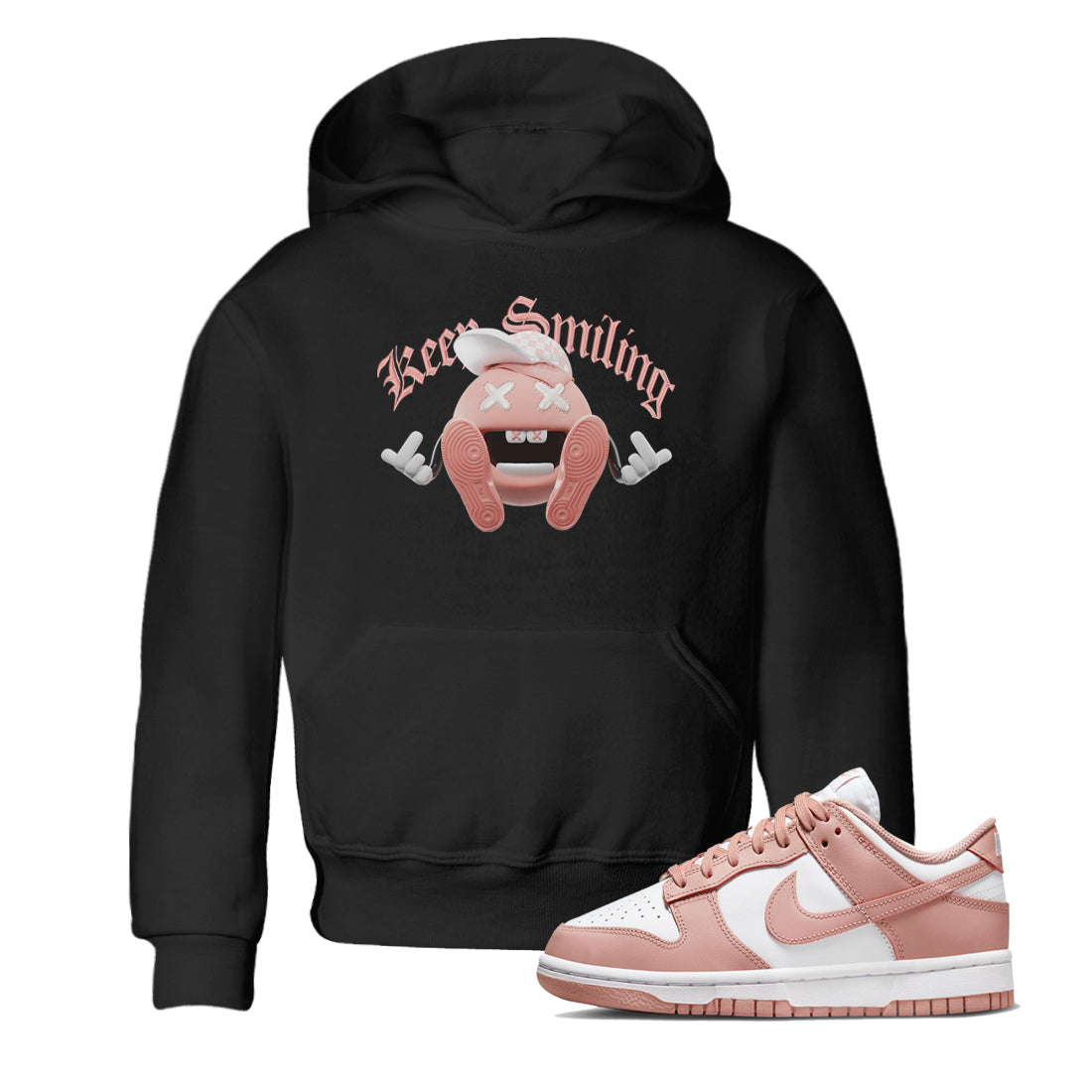 Dunk Rose Whisper shirt to match jordans Keep Smiling Streetwear Sneaker Shirt Nike Dunk LowRose Whisper Drip Gear Zone Sneaker Matching Clothing Baby Toddler Black 1 T-Shirt