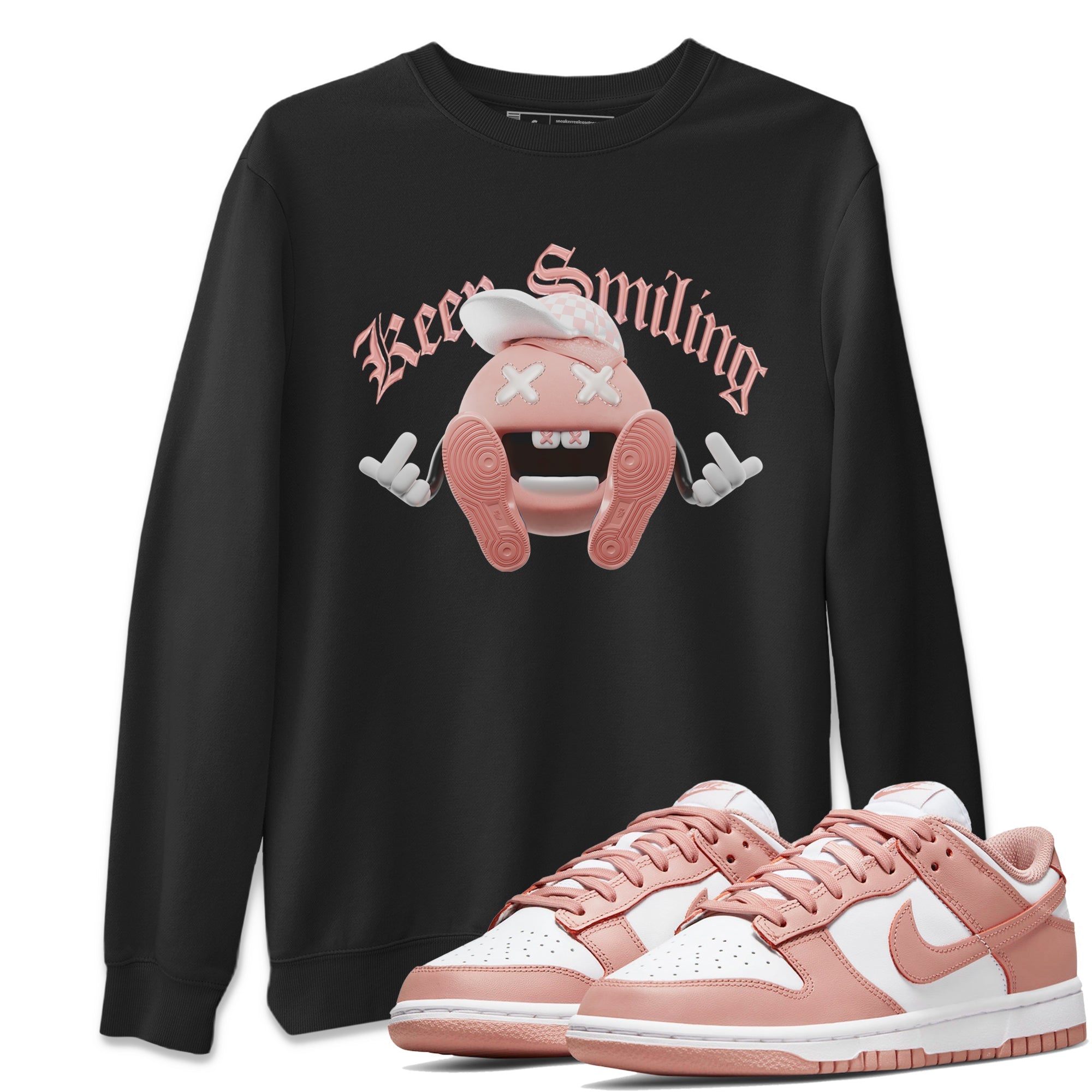 Dunk Rose Whisper shirt to match jordans Keep Smiling Streetwear Sneaker Shirt Nike Dunk LowRose Whisper Drip Gear Zone Sneaker Matching Clothing Unisex Black 1 T-Shirt