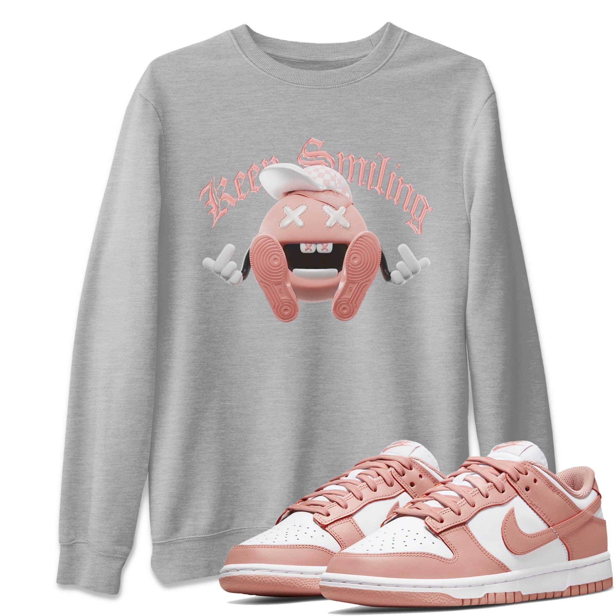 Dunk Rose Whisper shirt to match jordans Keep Smiling Streetwear Sneaker Shirt Nike Dunk LowRose Whisper Drip Gear Zone Sneaker Matching Clothing Unisex Heather Grey 1 T-Shirt