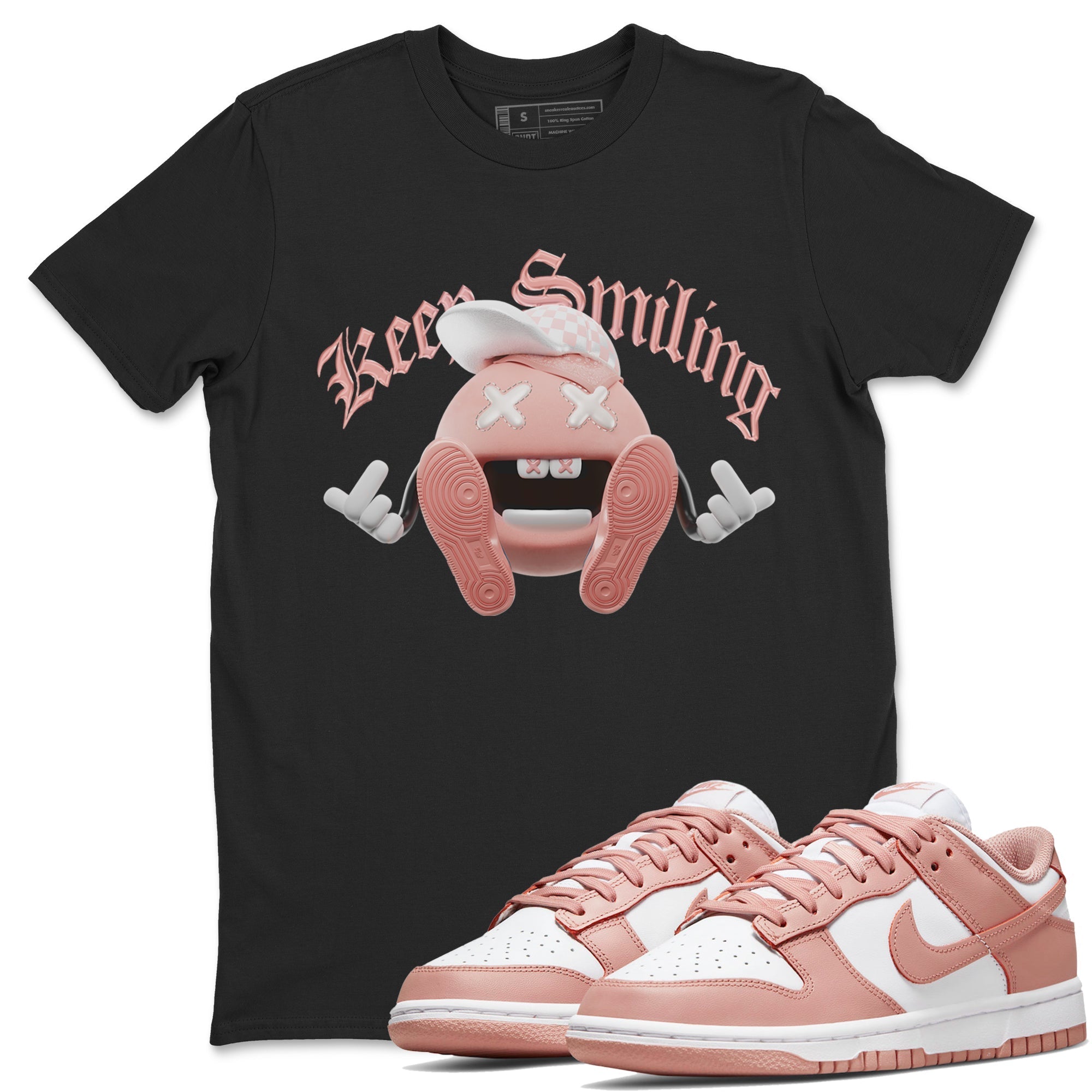 Dunk Rose Whisper shirt to match jordans Keep Smiling Streetwear Sneaker Shirt Nike Dunk LowRose Whisper Drip Gear Zone Sneaker Matching Clothing Unisex Black 1 T-Shirt