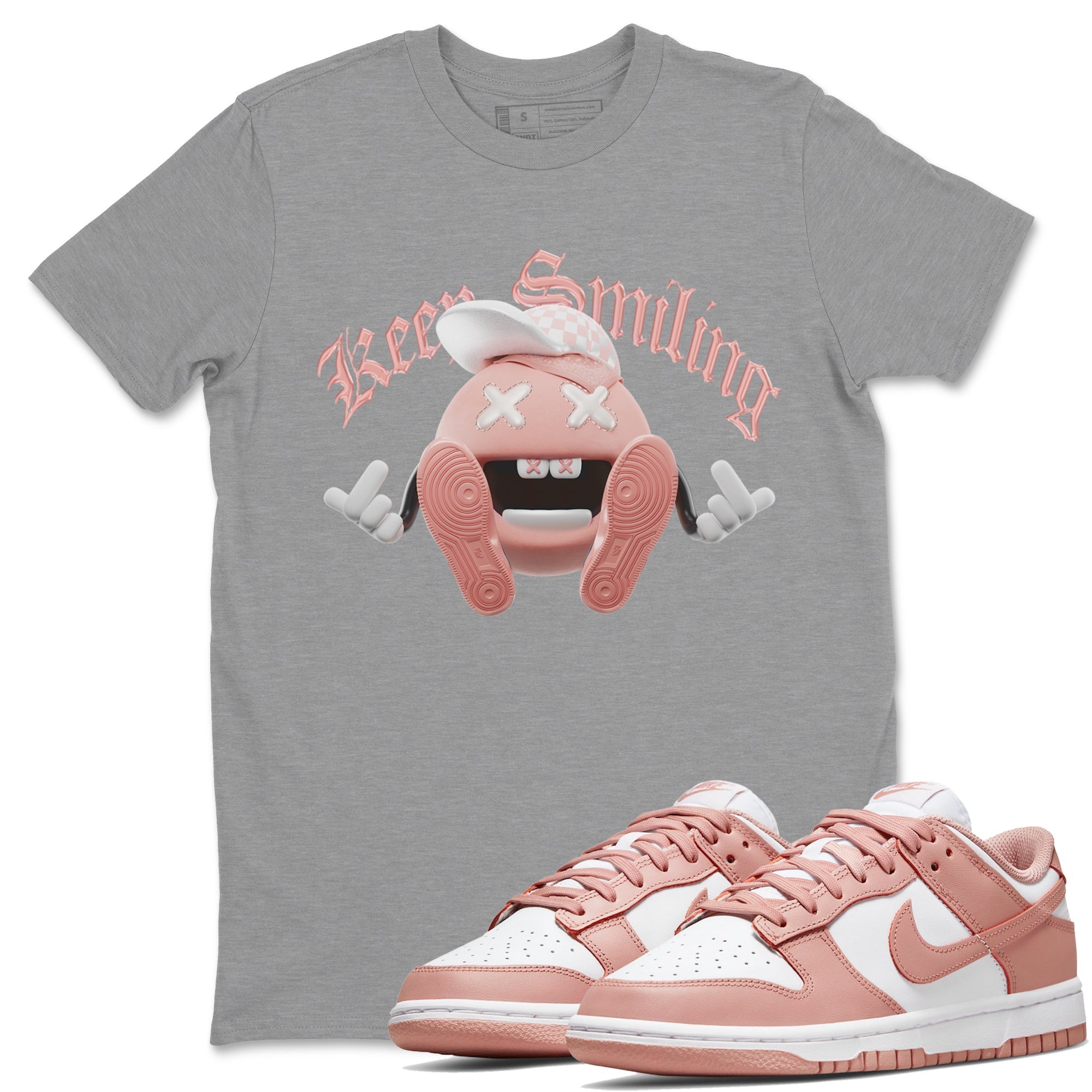 Dunk Rose Whisper shirt to match jordans Keep Smiling Streetwear Sneaker Shirt Nike Dunk LowRose Whisper Drip Gear Zone Sneaker Matching Clothing Unisex Heather Grey 1 T-Shirt