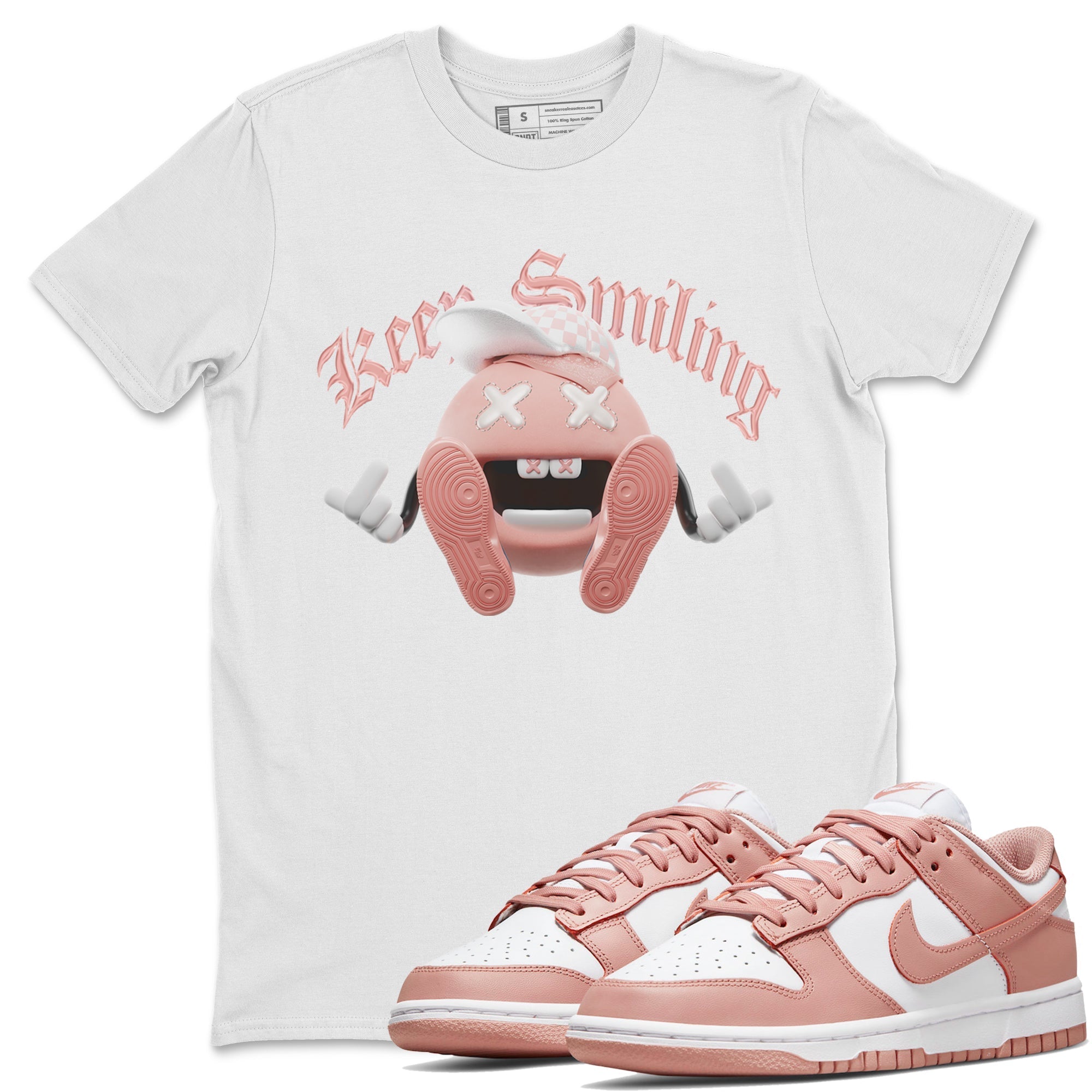 Dunk Rose Whisper shirt to match jordans Keep Smiling Streetwear Sneaker Shirt Nike Dunk LowRose Whisper Drip Gear Zone Sneaker Matching Clothing Unisex White 1 T-Shirt