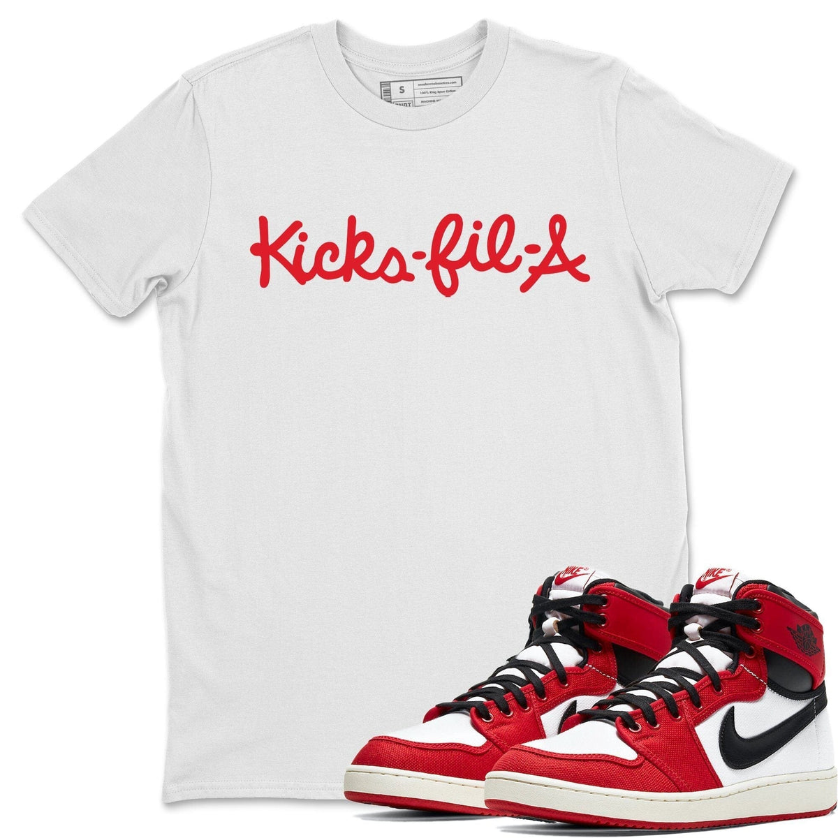 Jordan 1 Chicago Sneaker Matching T-Shirt Kick Fil A Sneaker Tees Jordan 1 Chicago Sneaker Release Tees Crew Neck Tees
