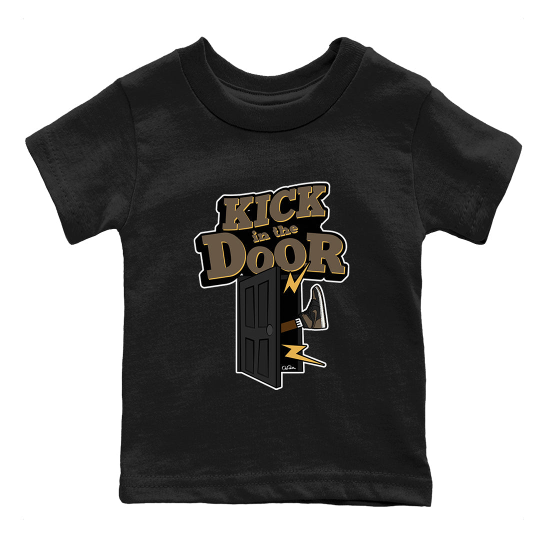 Air Jordan 1 Palomino shirt to match jordans Kick In The Door Streetwear Sneaker Shirt AJ1 High Palomino Drip Gear Zone Sneaker Matching Clothing Baby Toddler Black 2 T-Shirt