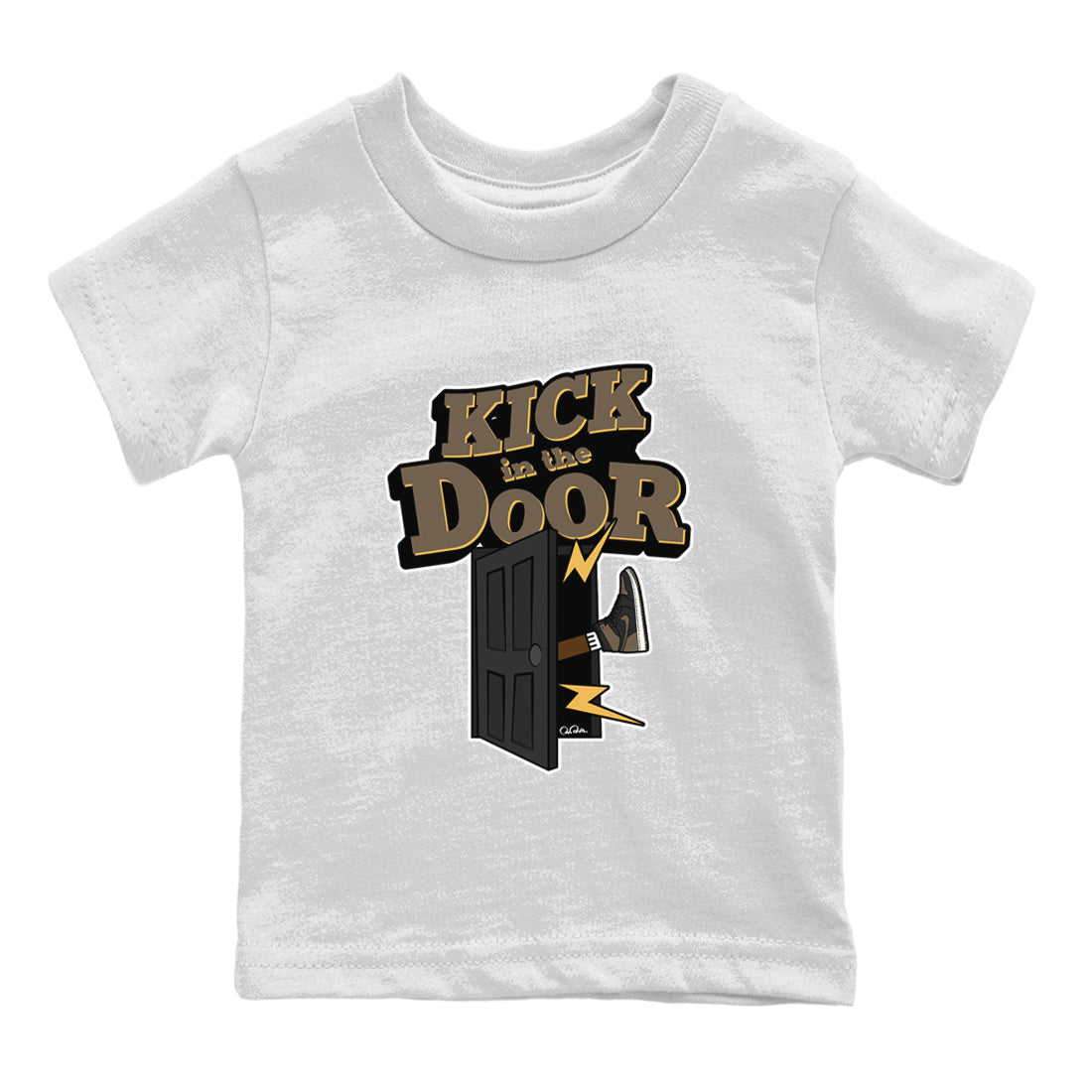Air Jordan 1 Palomino shirt to match jordans Kick In The Door Streetwear Sneaker Shirt AJ1 High Palomino Drip Gear Zone Sneaker Matching Clothing Baby Toddler White 2 T-Shirt