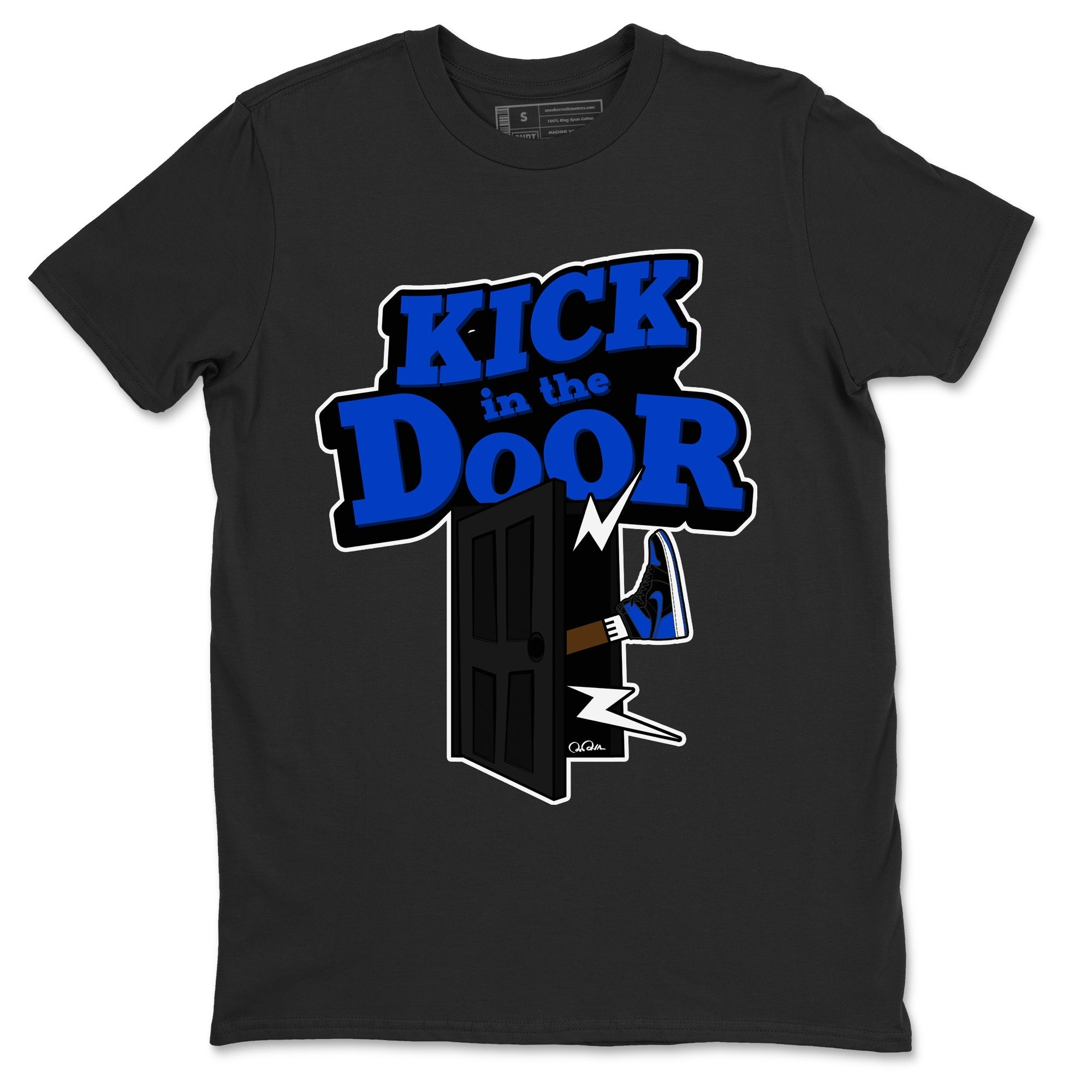 Air Jordan 1 Royal Reimagined shirt to match jordans Kick In The Door sneaker tees AJ1 OG HIGH Royal Reimagined Drip Gear Zone Unisex Sneaker Tees and Sneaker Match T-Shirt Black 2 T-Shirt