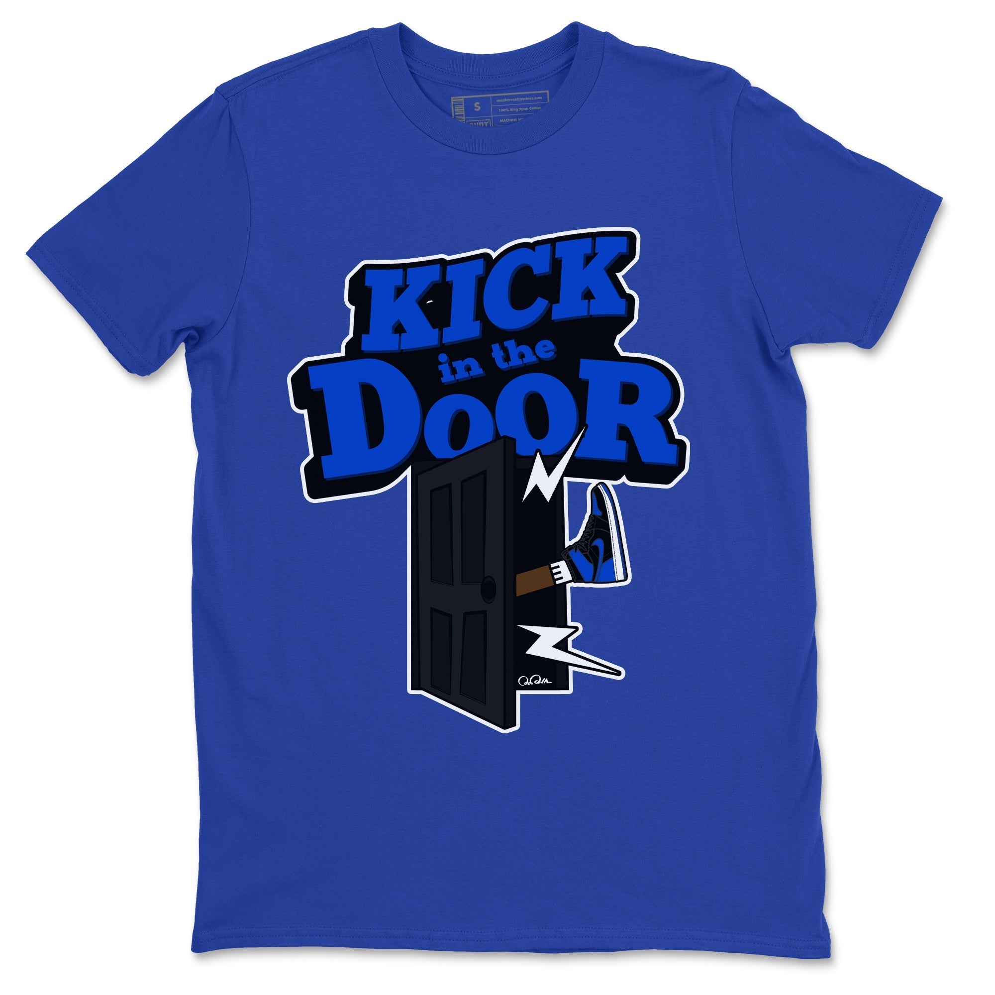 Air Jordan 1 Royal Reimagined shirt to match jordans Kick In The Door sneaker tees AJ1 OG HIGH Royal Reimagined Drip Gear Zone Unisex Sneaker Tees and Sneaker Match T-Shirt Royal Blue 2 T-Shirt
