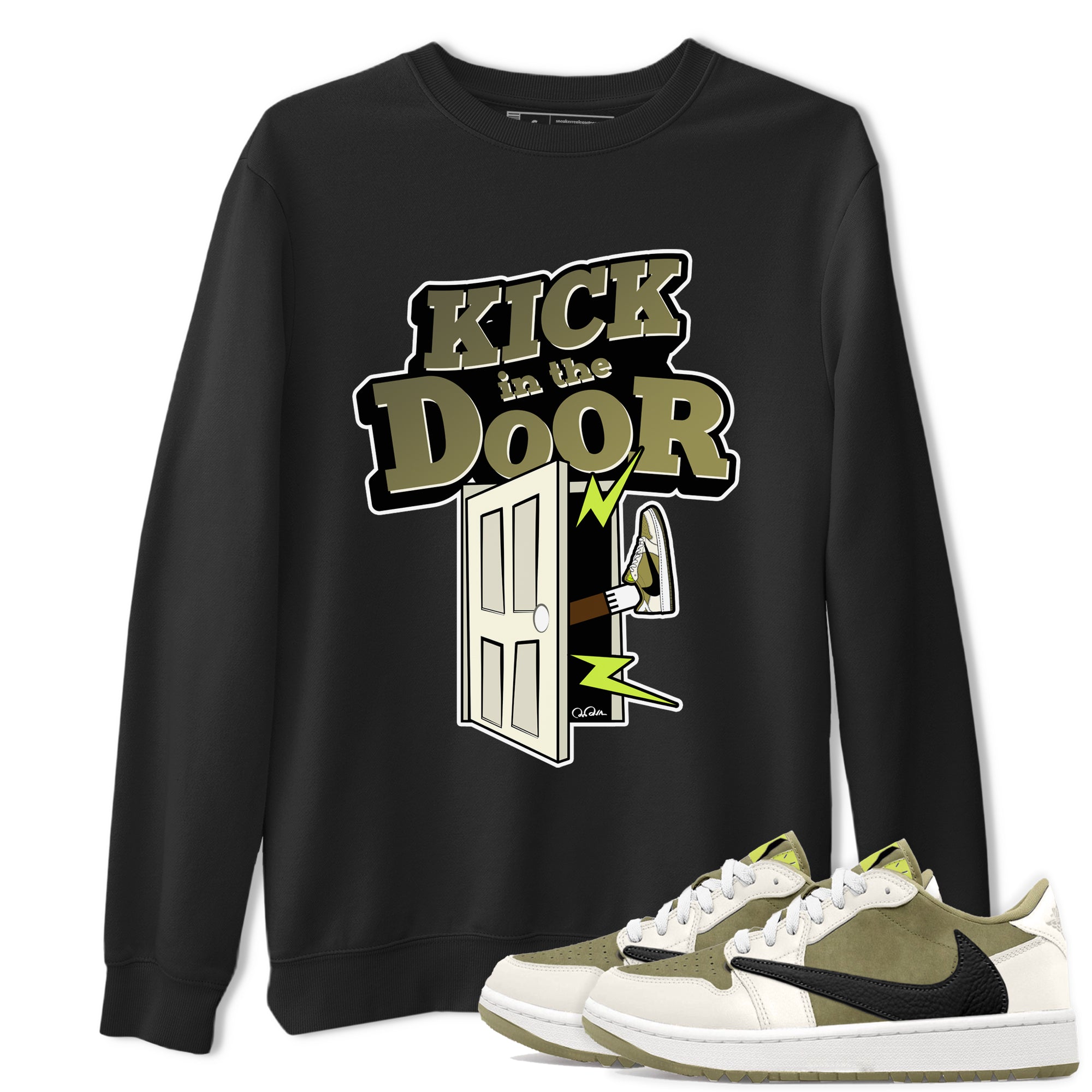 Air Jordan 1 Travis Scott Golf shirt to match jordans Kick In The Door Streetwear Sneaker Shirt AJ1 lowTravis Scott Golf Drip Gear Zone Sneaker Matching Clothing Unisex Black 1 T-Shirt
