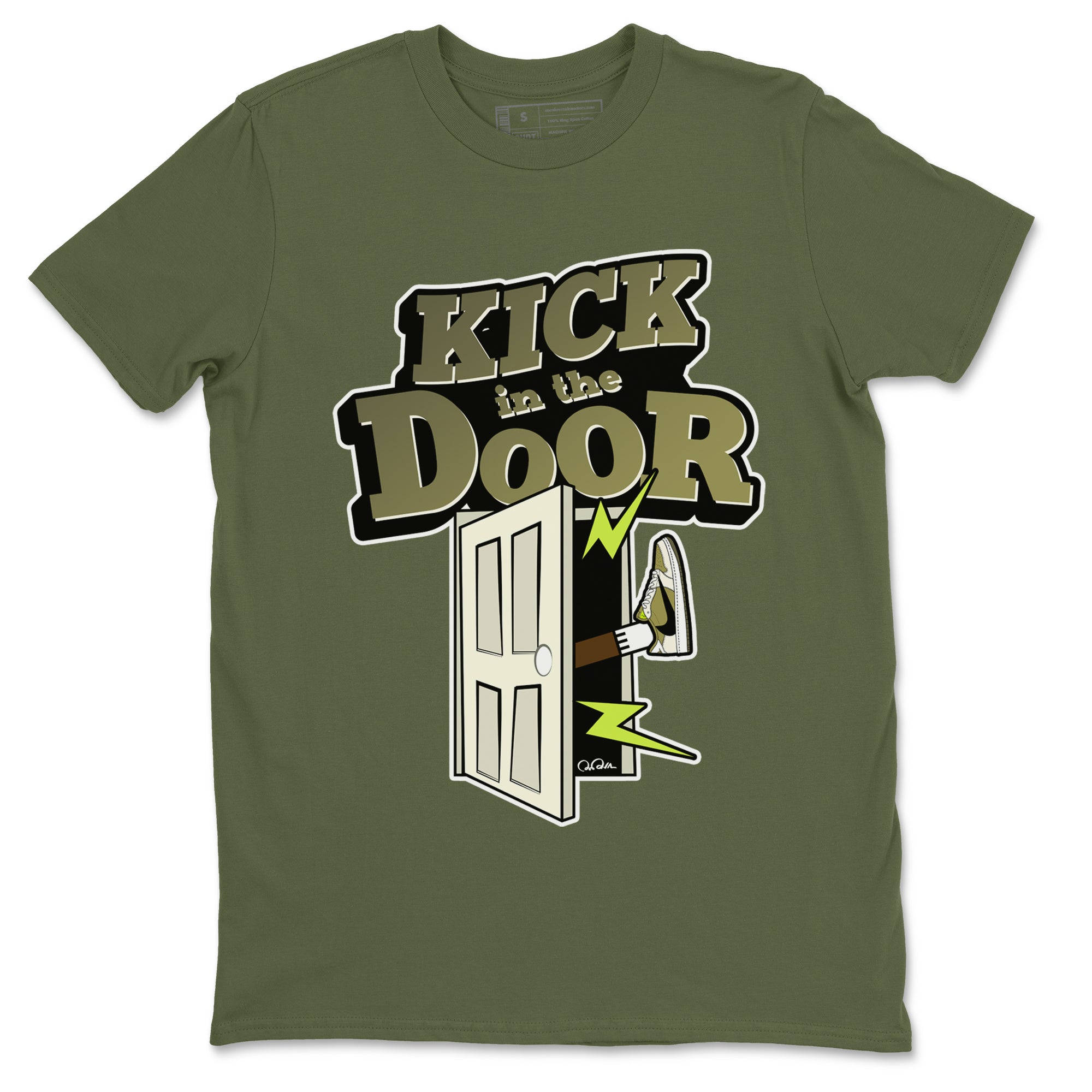 Air Jordan 1 Travis Scott Golf shirt to match jordans Kick In The Door Streetwear Sneaker Shirt AJ1 lowTravis Scott Golf Drip Gear Zone Sneaker Matching Clothing Unisex Military Green 2 T-Shirt