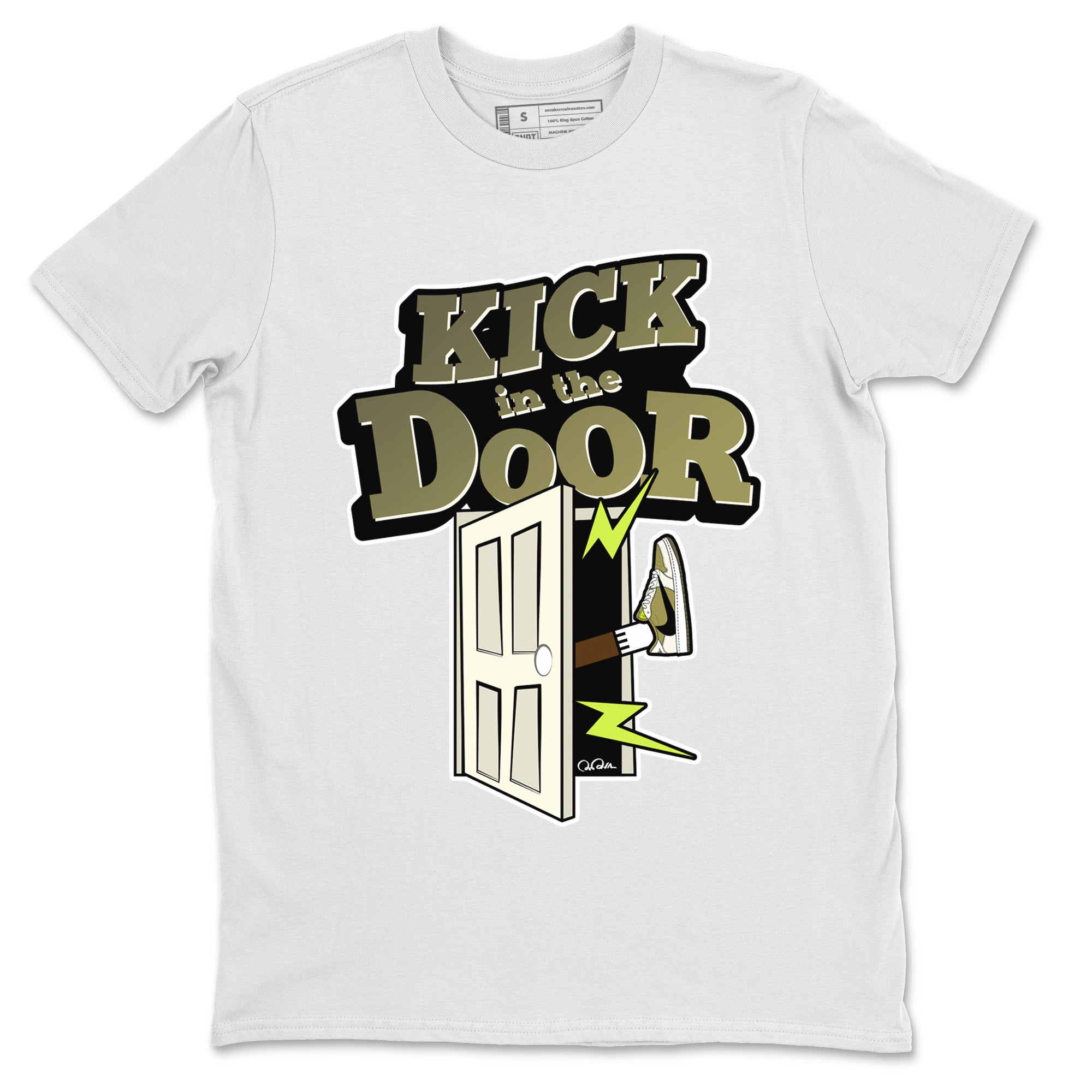 Air Jordan 1 Travis Scott Golf shirt to match jordans Kick In The Door Streetwear Sneaker Shirt AJ1 lowTravis Scott Golf Drip Gear Zone Sneaker Matching Clothing Unisex White 2 T-Shirt