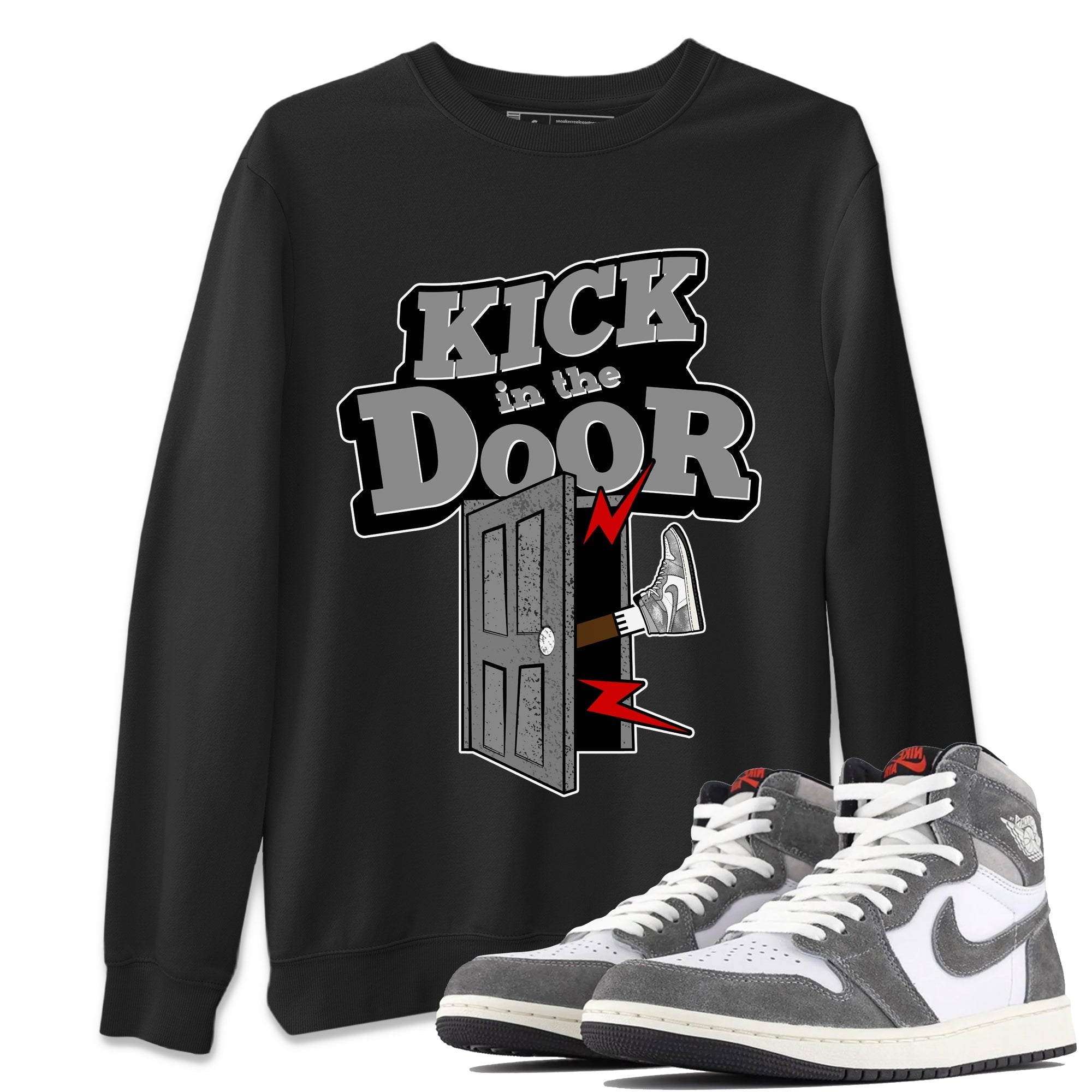 Air Jordan 1 Washed Heritage Sneaker Match Tees Kick In The Door Streetwear Sneaker Shirt AJ1 Washed Heritage Sneaker Release Tees Unisex Shirts Black 1